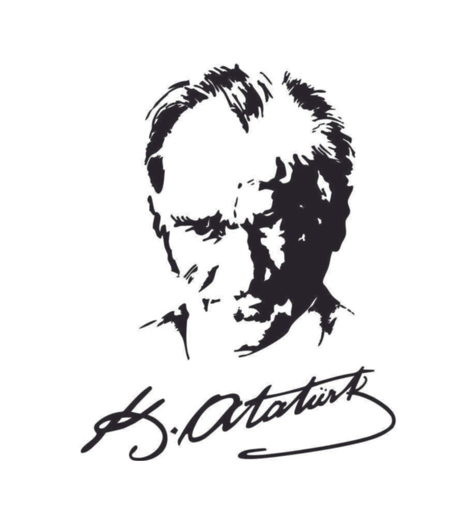 K. Atatürk Portre Sti̇cker, Atatürk Imza Sti̇cker, 35X35Cm, Oto Sti̇cker, Atatürk Portre Imza Sti̇cker, 