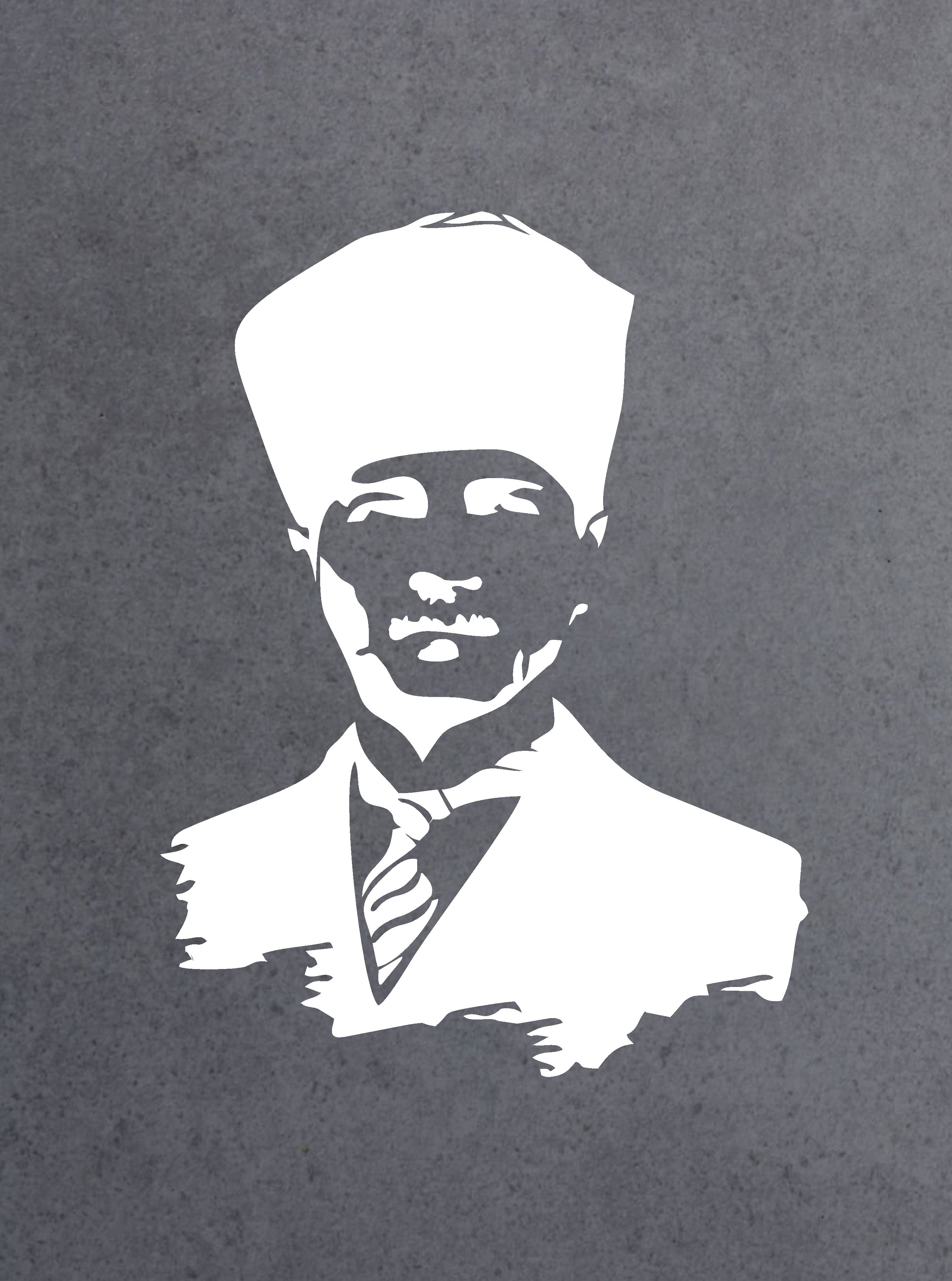 Atatürk Si̇lüet Gazi̇ Mustafa Kemal Büyük Türk Atatürk Başkomtan Sti̇cker Araba Oto Motosi̇klet Karavan Sti̇cker 00008 50X37 Cm 