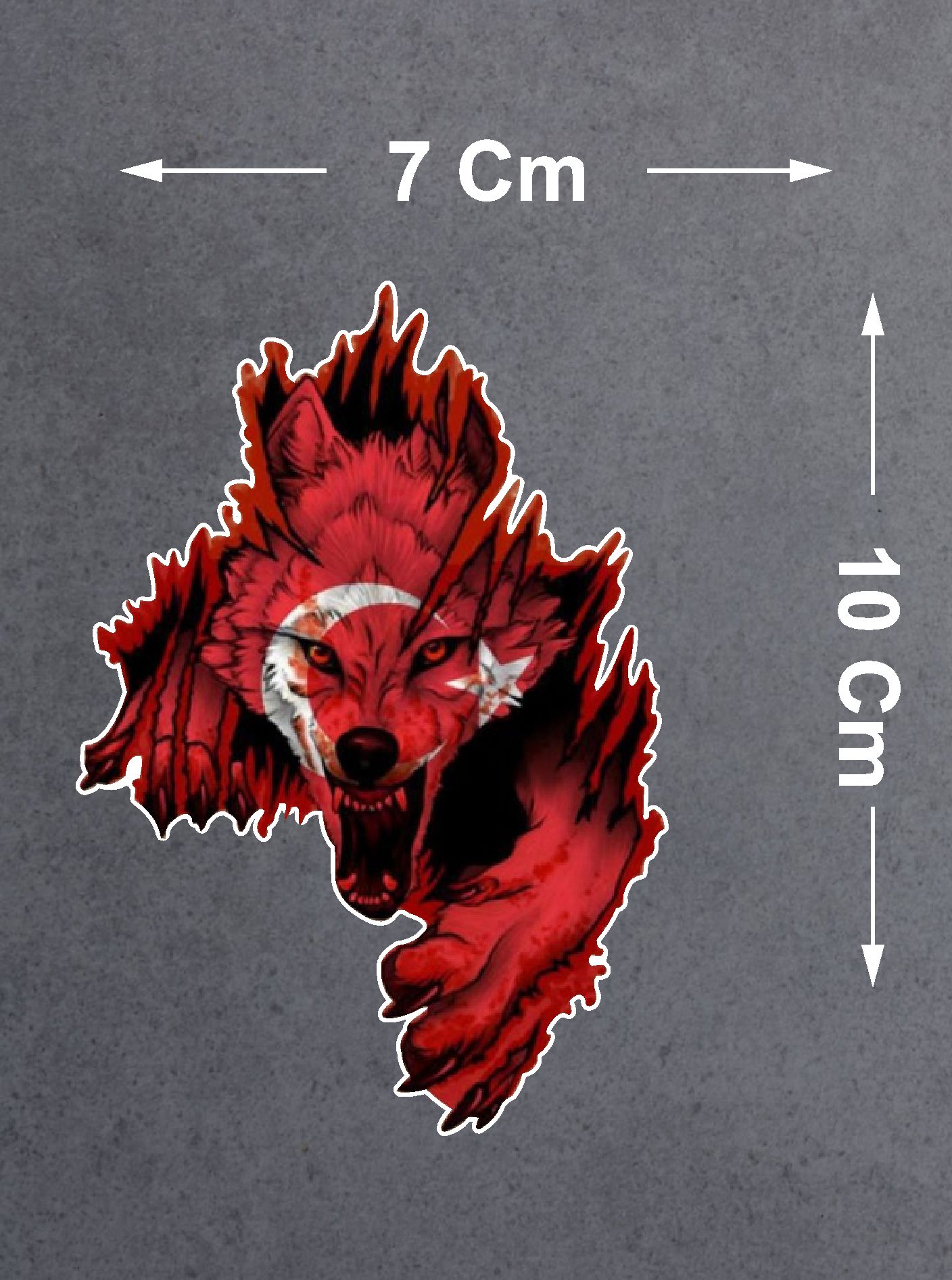 Kurt Gökbörü Ay Yıldızlı Kurt Sticker - Türk Gökbörü Börü Göktük Turan Sticker - 00244 10X7 Cm 10X7 Cm 