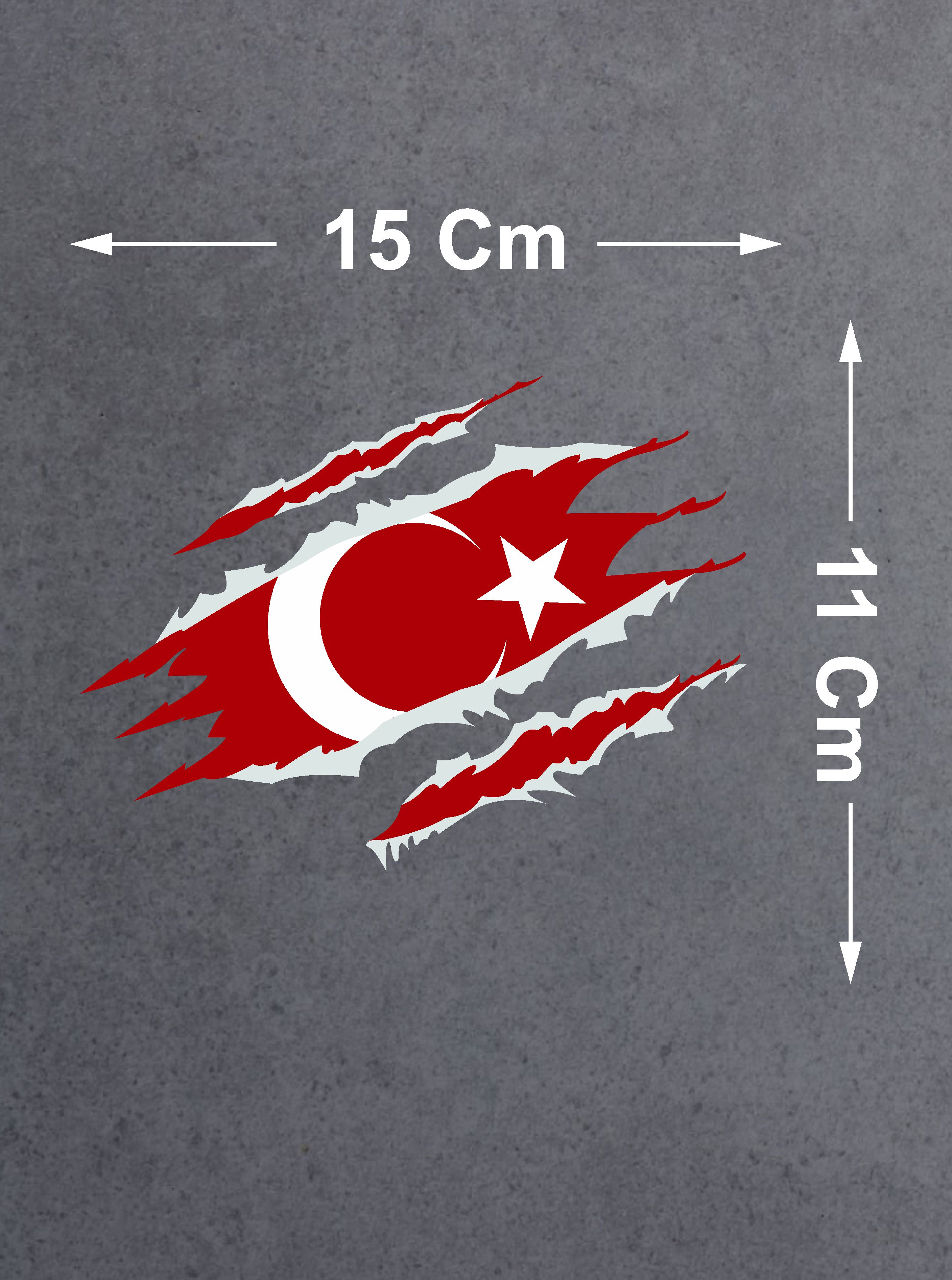 Yırtıklı Paçalı Türk Bayrağı Sti̇cker Araba Oto Motosi̇klet Karavan Sti̇cker 00034 50X37 Cm 