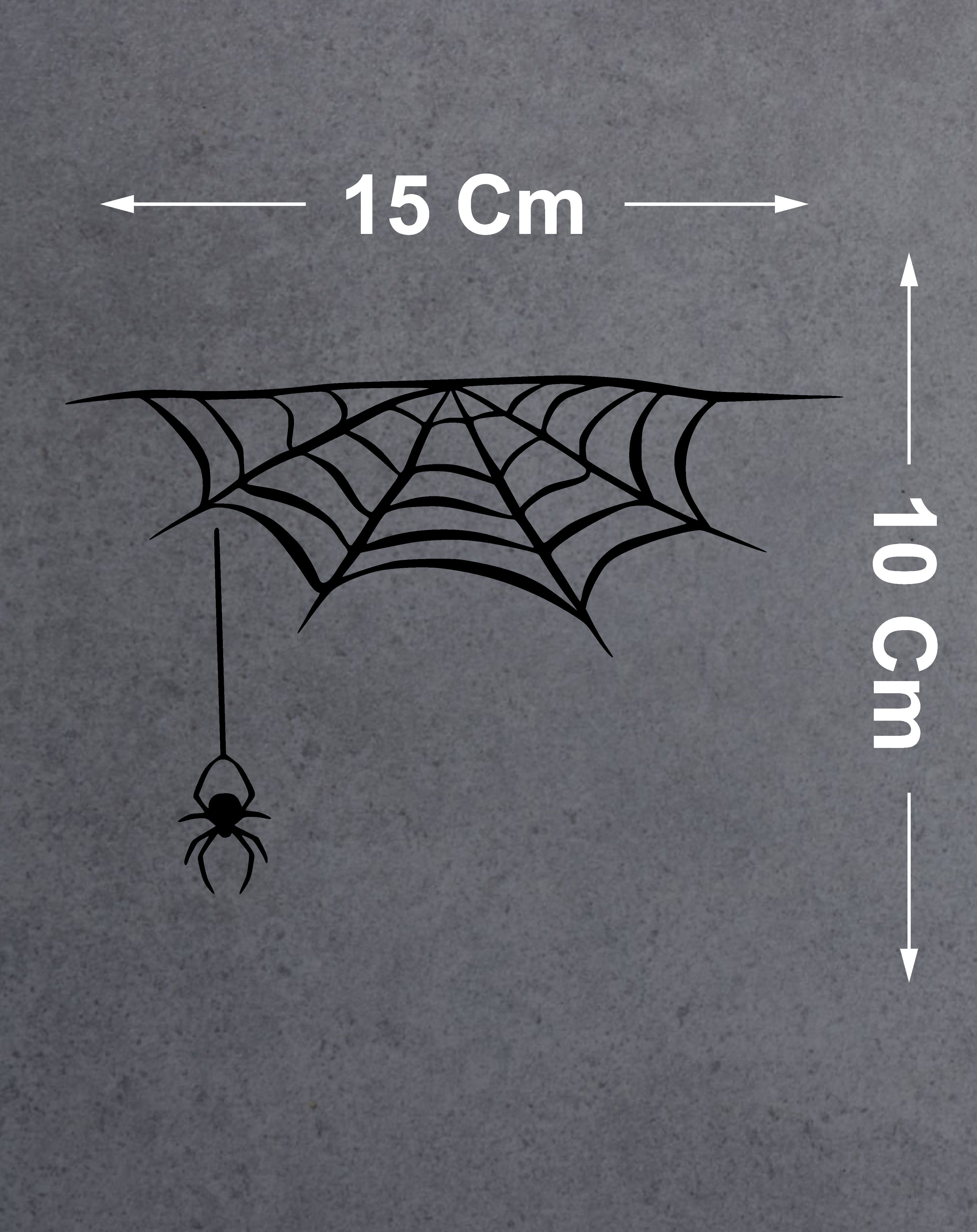 Örümcek Ve Örümcek Ağı Sticker - Spider Araba Oto Motosiklet Karavan Cam Yapıştırma Etiket - 00330 15X10 Cm 