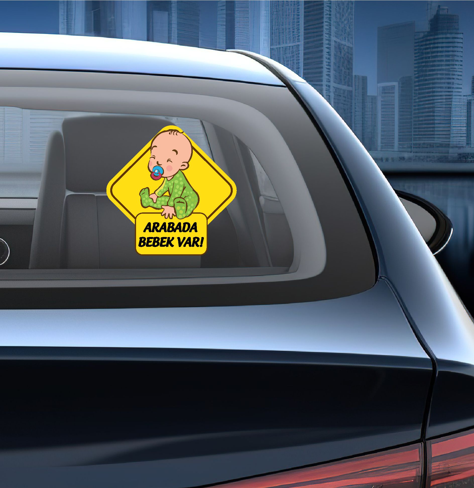Arabada Bebek Var Araba Sti̇ckeri̇ 00170 20X20 Cm 