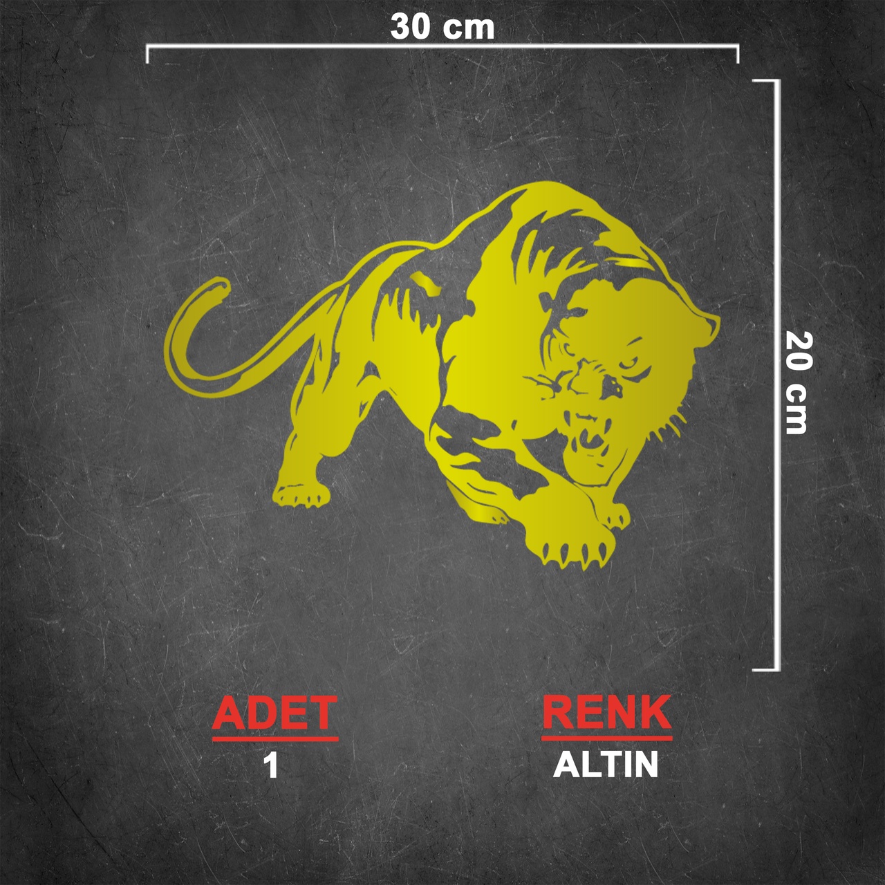 Panter Sti̇cker - Kaplan Sti̇cker - Oto Sti̇cker - Araba Sti̇cker - Araç Sti̇cker - 30Cm X 20Cm - Altın