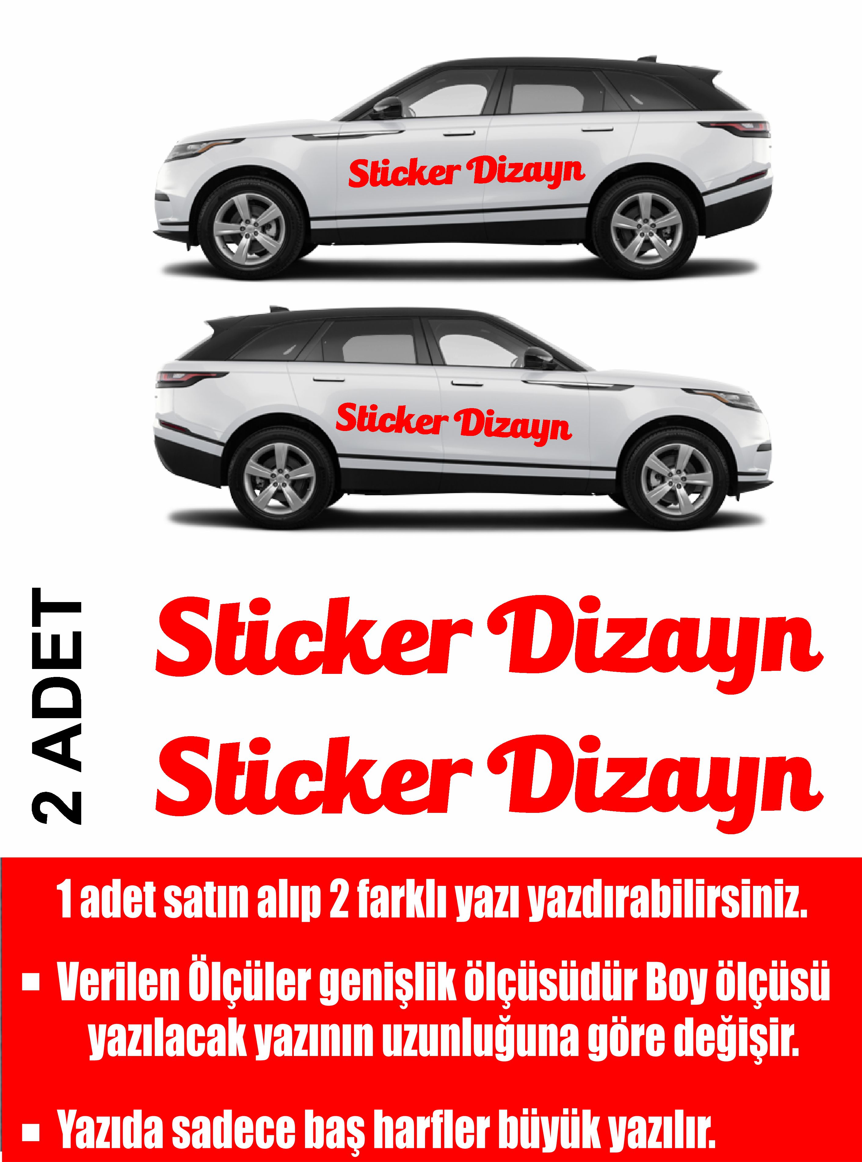 Ki̇şi̇ye Özel Yazı - 2 Adet Isi̇m Soyi̇si̇m Yazı - Araba - Oto - Araç -Motosi̇klet - Karavan Sti̇cker Eti̇ket 00096 60 Cm 