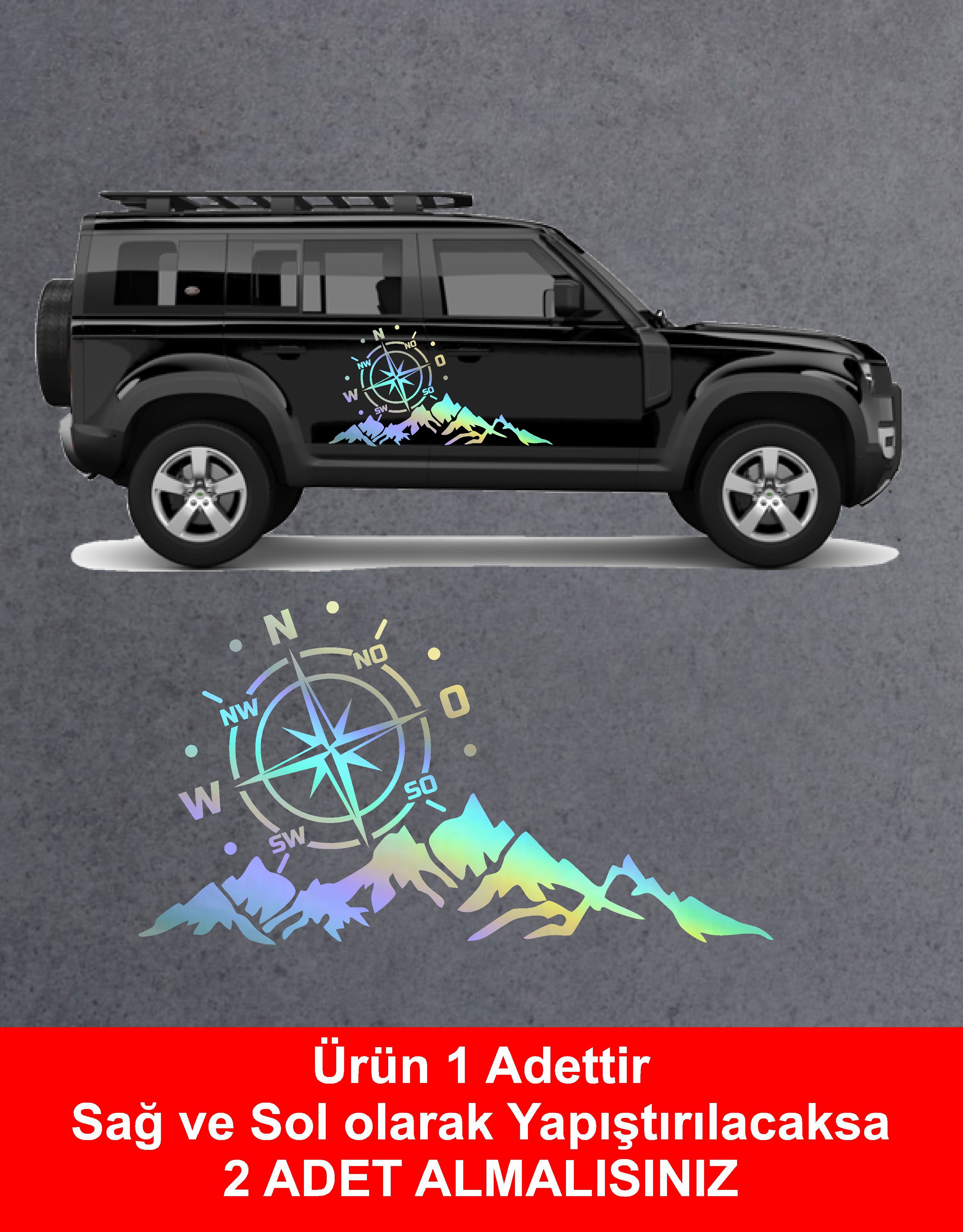 Dağ Ve Pusula Sti̇cker - 4X4, Offroad, Kamp Sti̇cker - Araba Oto Motosi̇klet Karavan Cam Sti̇cker - 02171 15 Cm 