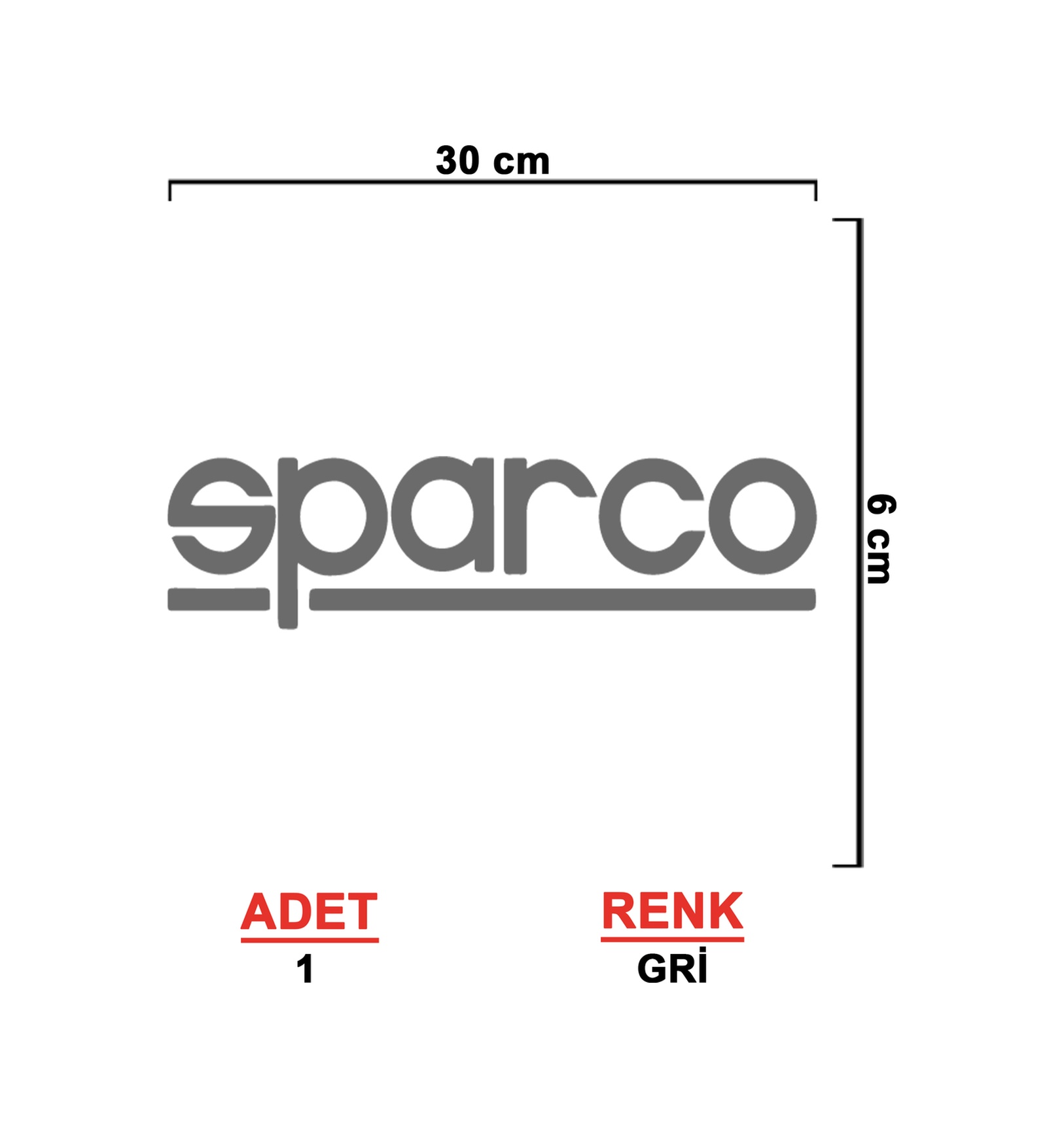 Sparco Sti̇cker - Oto Sti̇cker - Araba Sti̇cker - Araç Sti̇cker - Cam Sti̇cker - 30Cm X 6Cm - Gri̇ 