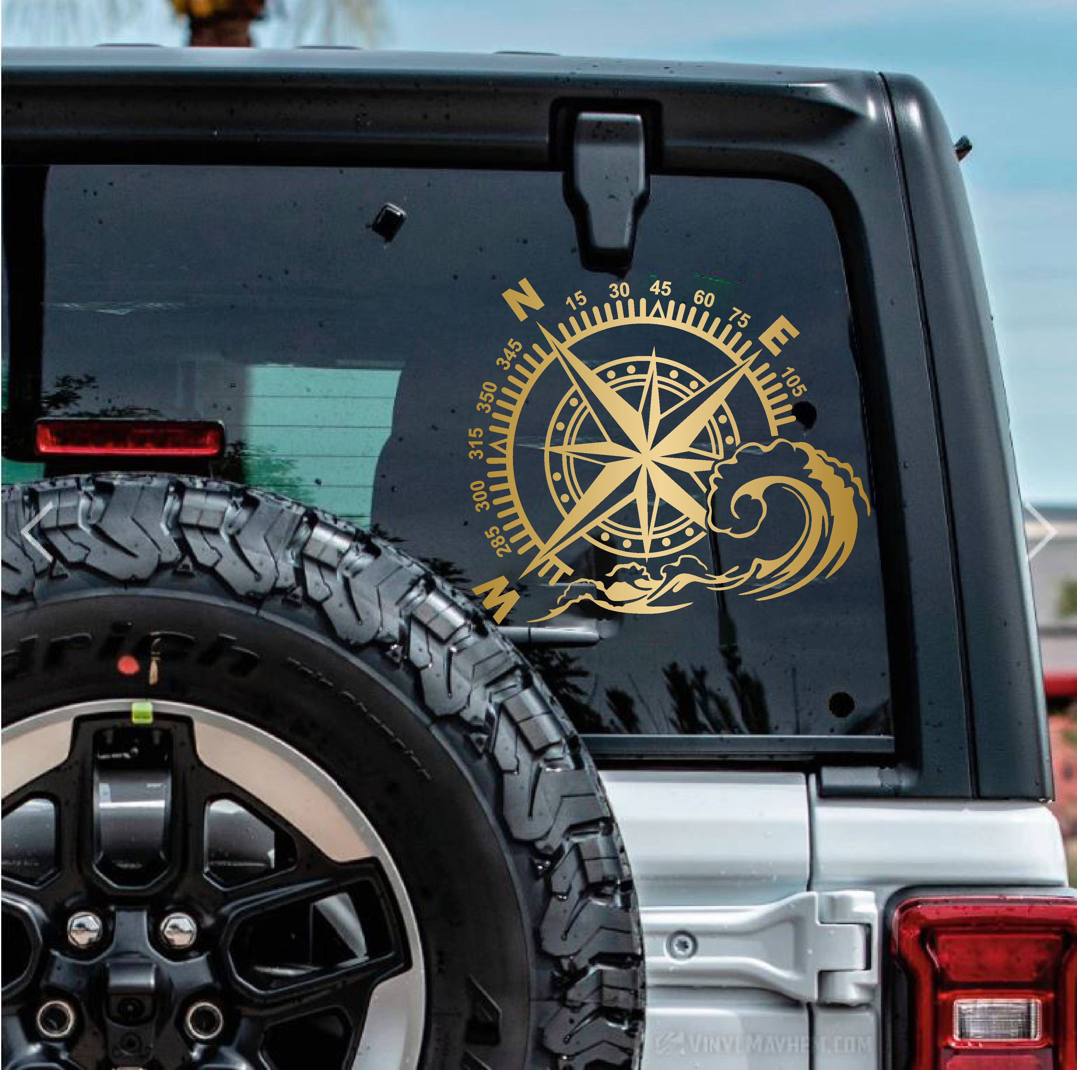 Pusula Ve Dalga Sti̇cker - 4X4 Off Road Adventure Kamp Sti̇cker - Araba Oto Karavan Motosi̇klet Sti̇cker - 00067 20X17 Cm 