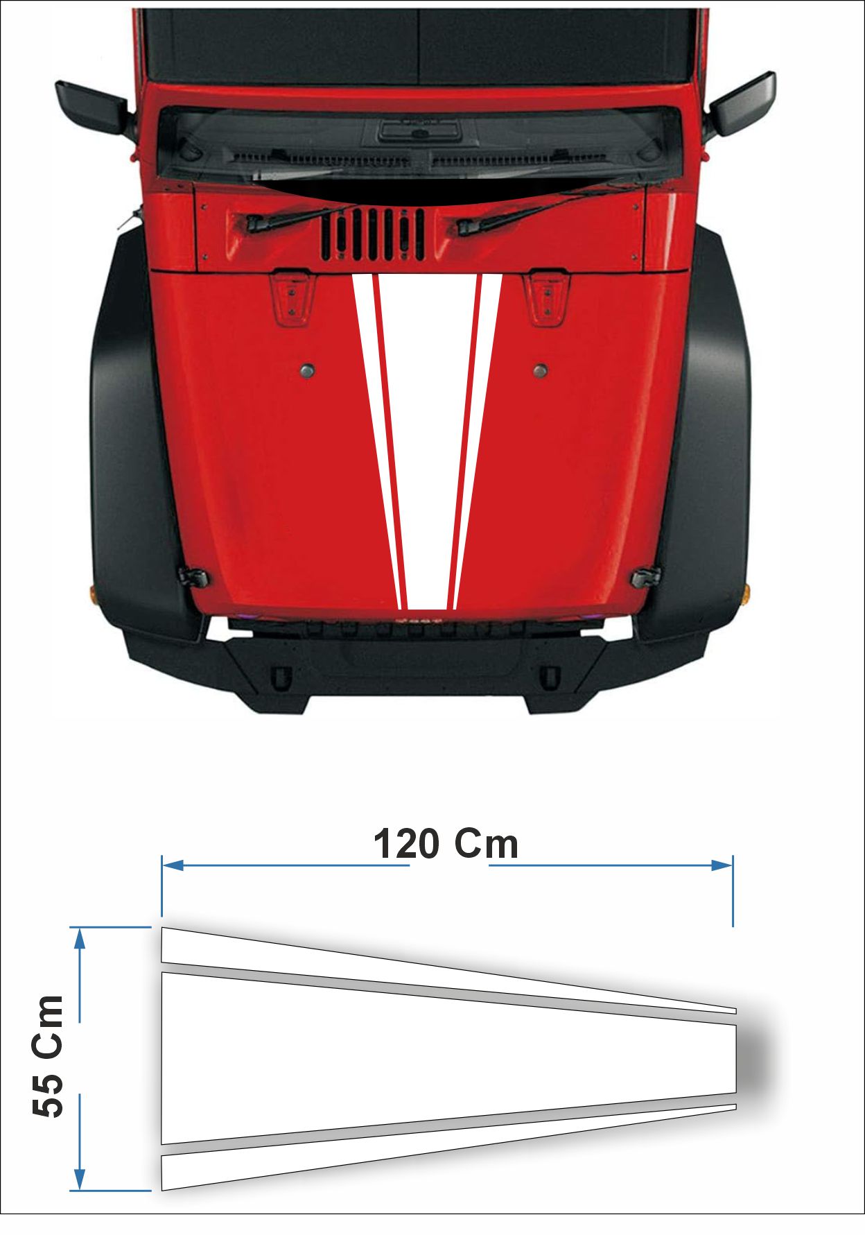 Araba Kaput Şeri̇t Sti̇cker - Araba Oto Kaput Şeri̇t Sti̇cker - 00020 120X55 Cm 