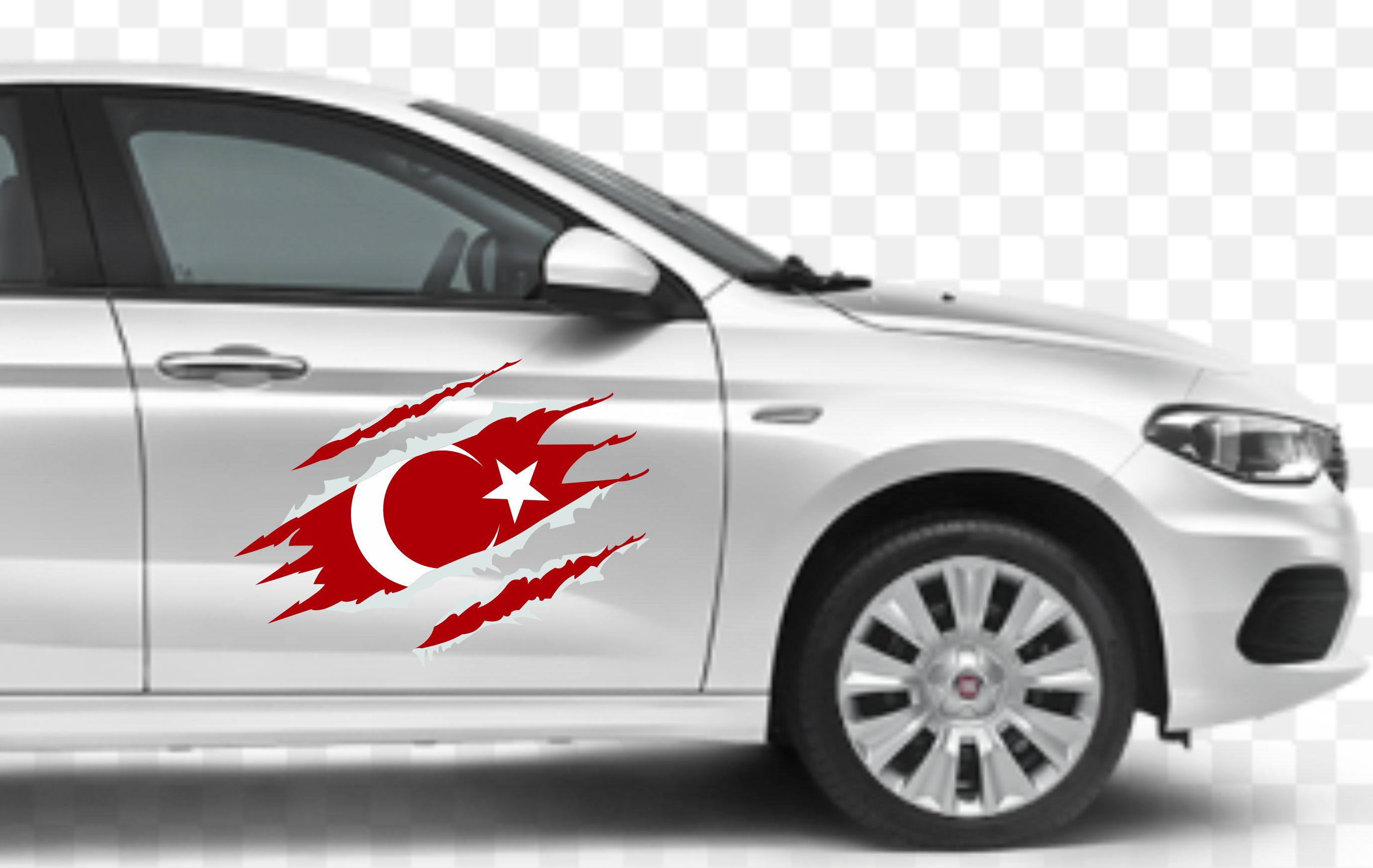 Yırtıklı Paçalı Türk Bayrağı Sti̇cker Araba Oto Motosi̇klet Karavan Sti̇cker 00034 50X37 Cm 