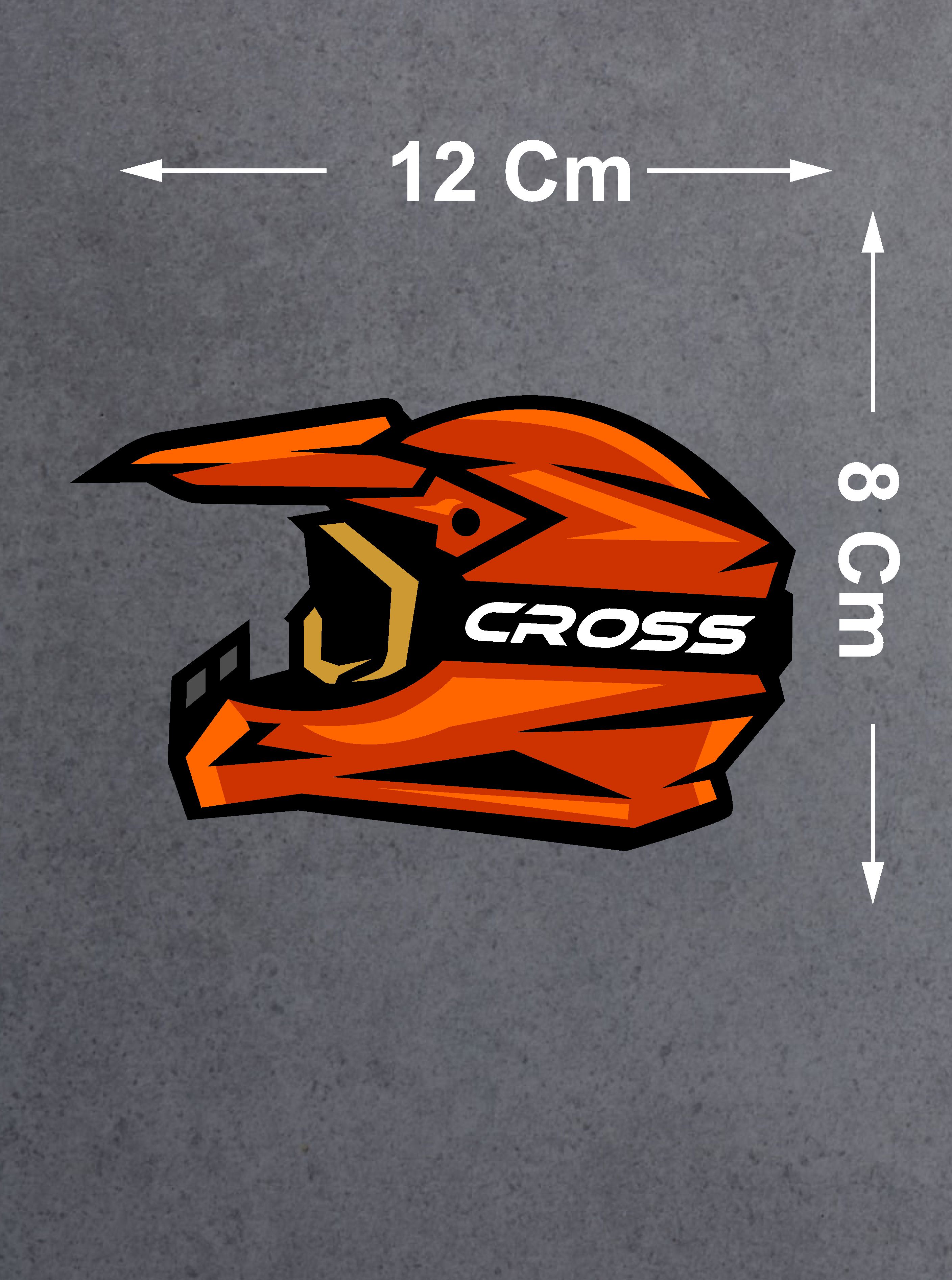 Cross Kask Sticker - Motosiklet Cross Motosiklet Kask Cam Araba Oto Sticker - 00021 12X8 Cm 