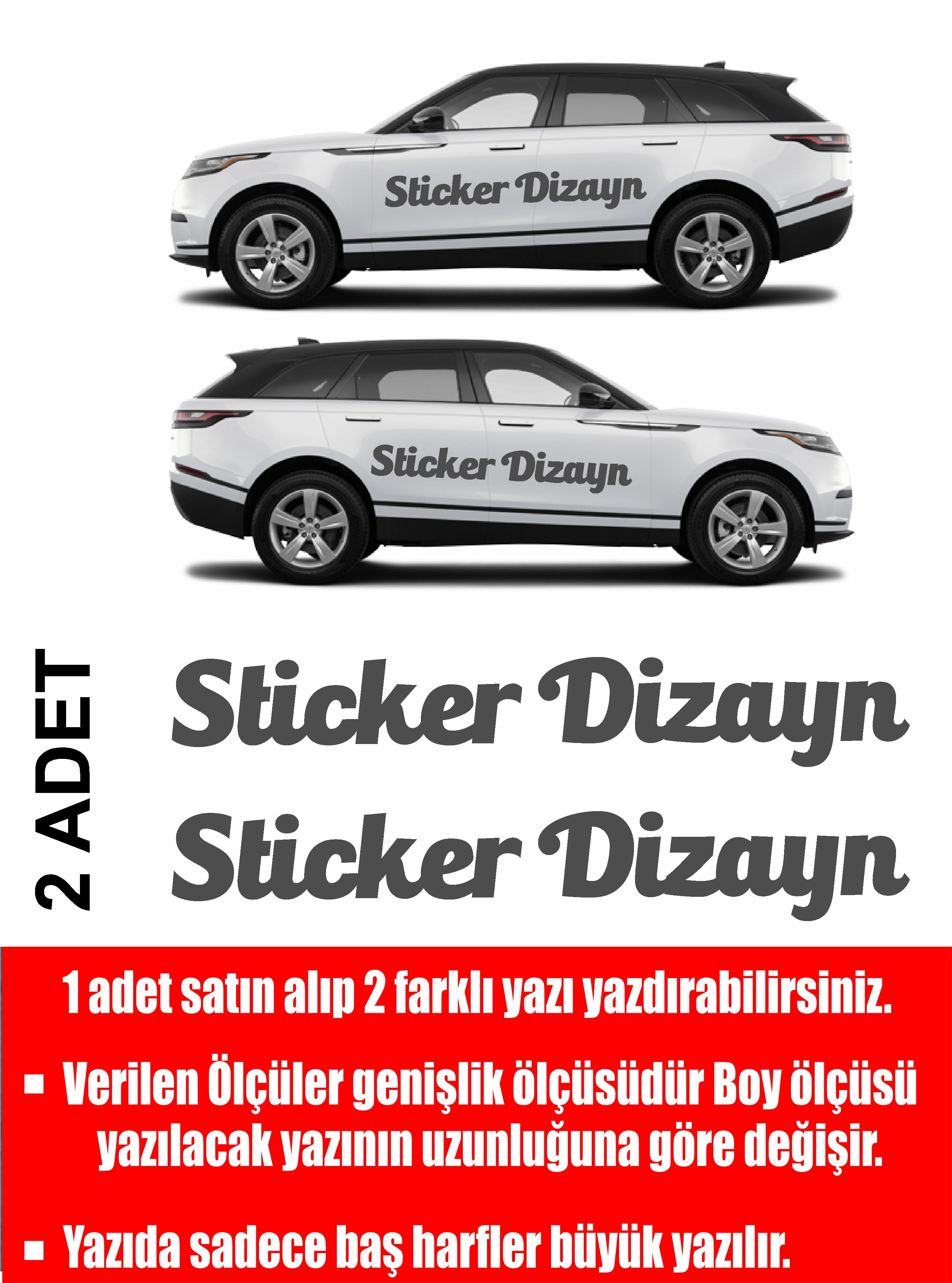 Ki̇şi̇ye Özel Yazı - 2 Adet Isi̇m Soyi̇si̇m Yazı - Araba - Oto - Araç -Motosi̇klet - Karavan Sti̇cker Eti̇ket 00096 60 Cm 
