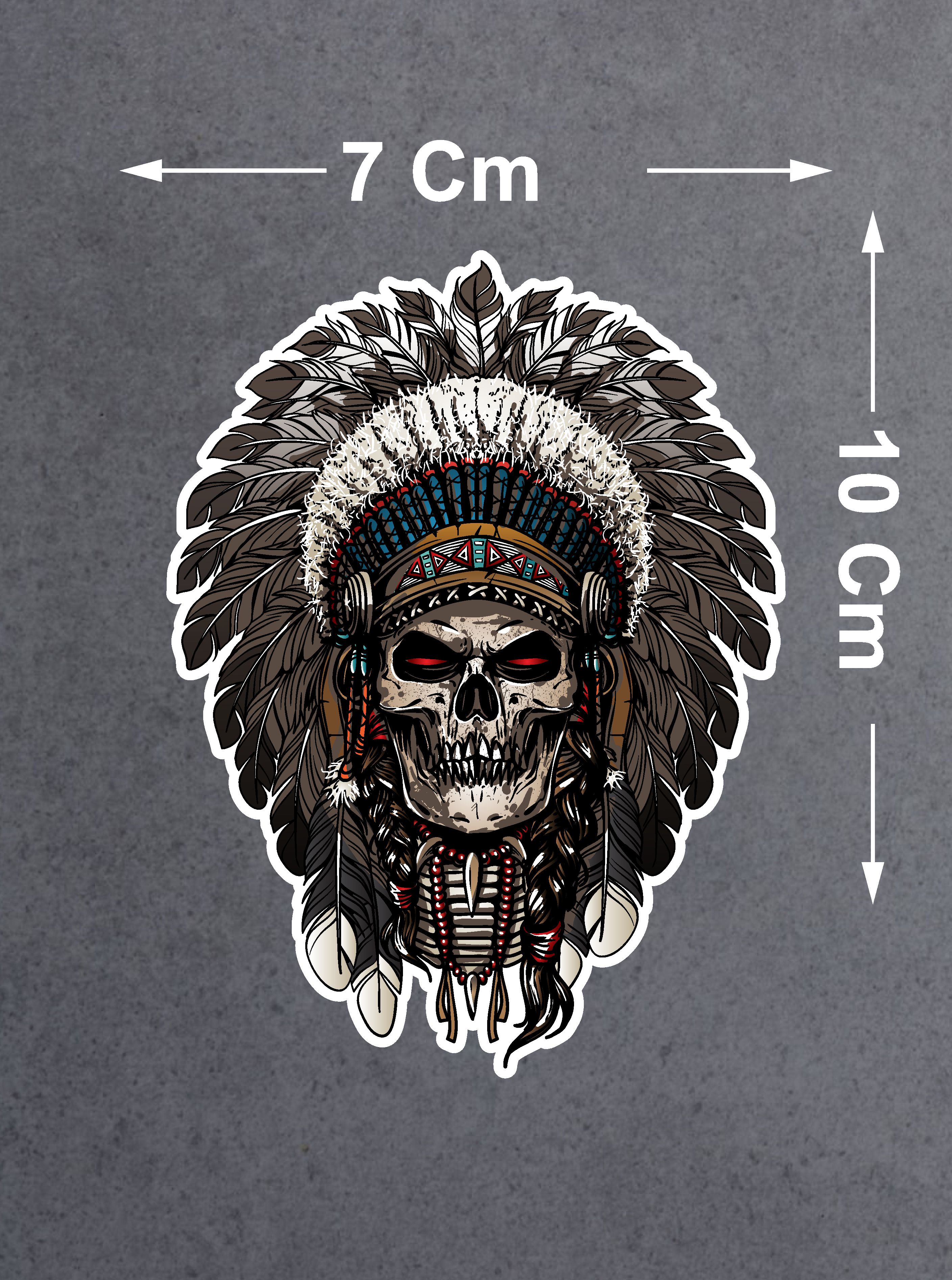 Kızılderili Kuru Kafa Sticker - Ölüler Günü - Kuru Kafa Sticker - Araba Oto Motosiklet Sticker 00014 10X8 Cm 