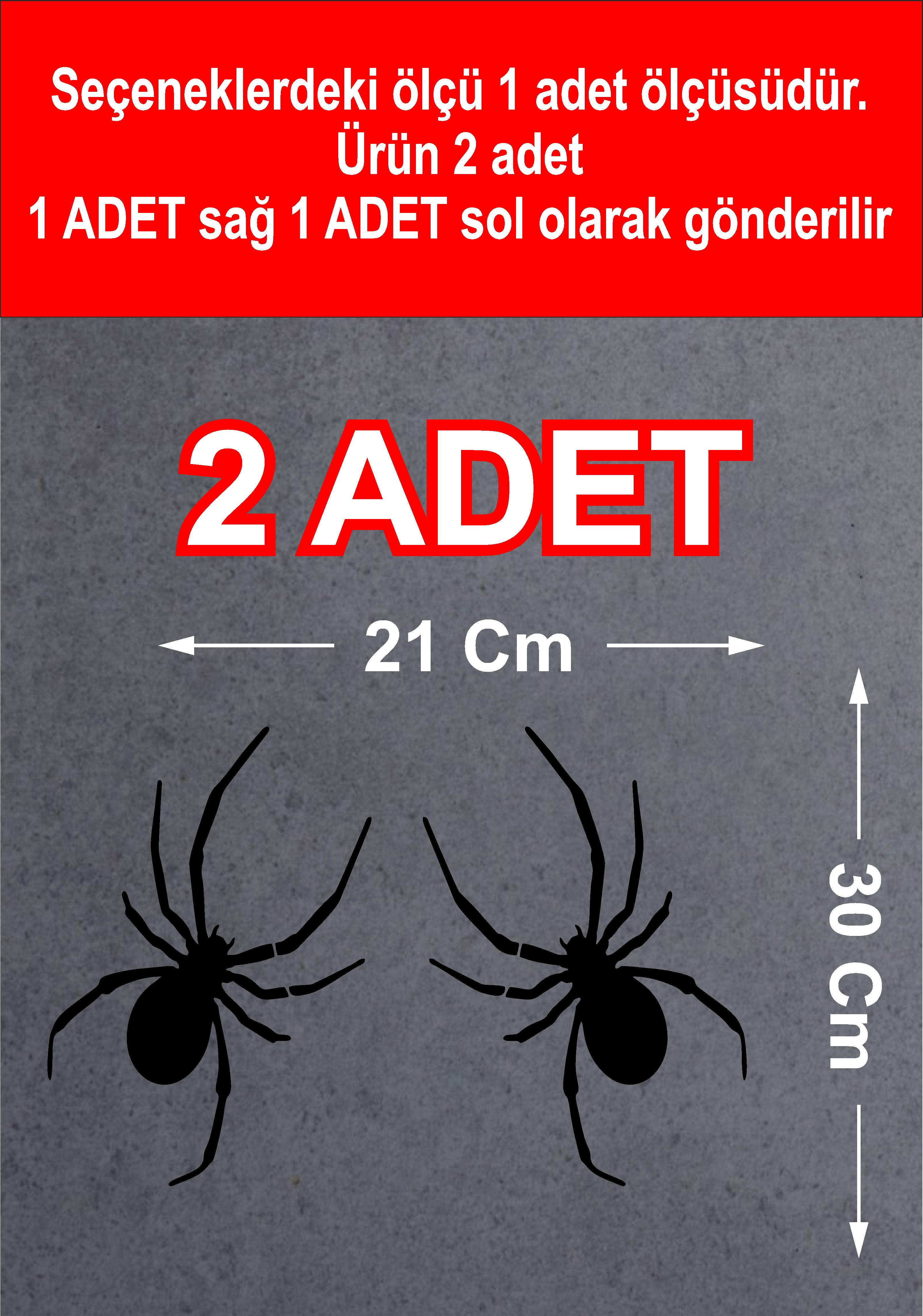 Örümcek Sti̇cker - 2 Adet - Araba Oto Motosi̇klet Cam Karavan Sti̇cker - 00102 8X5 Cm 