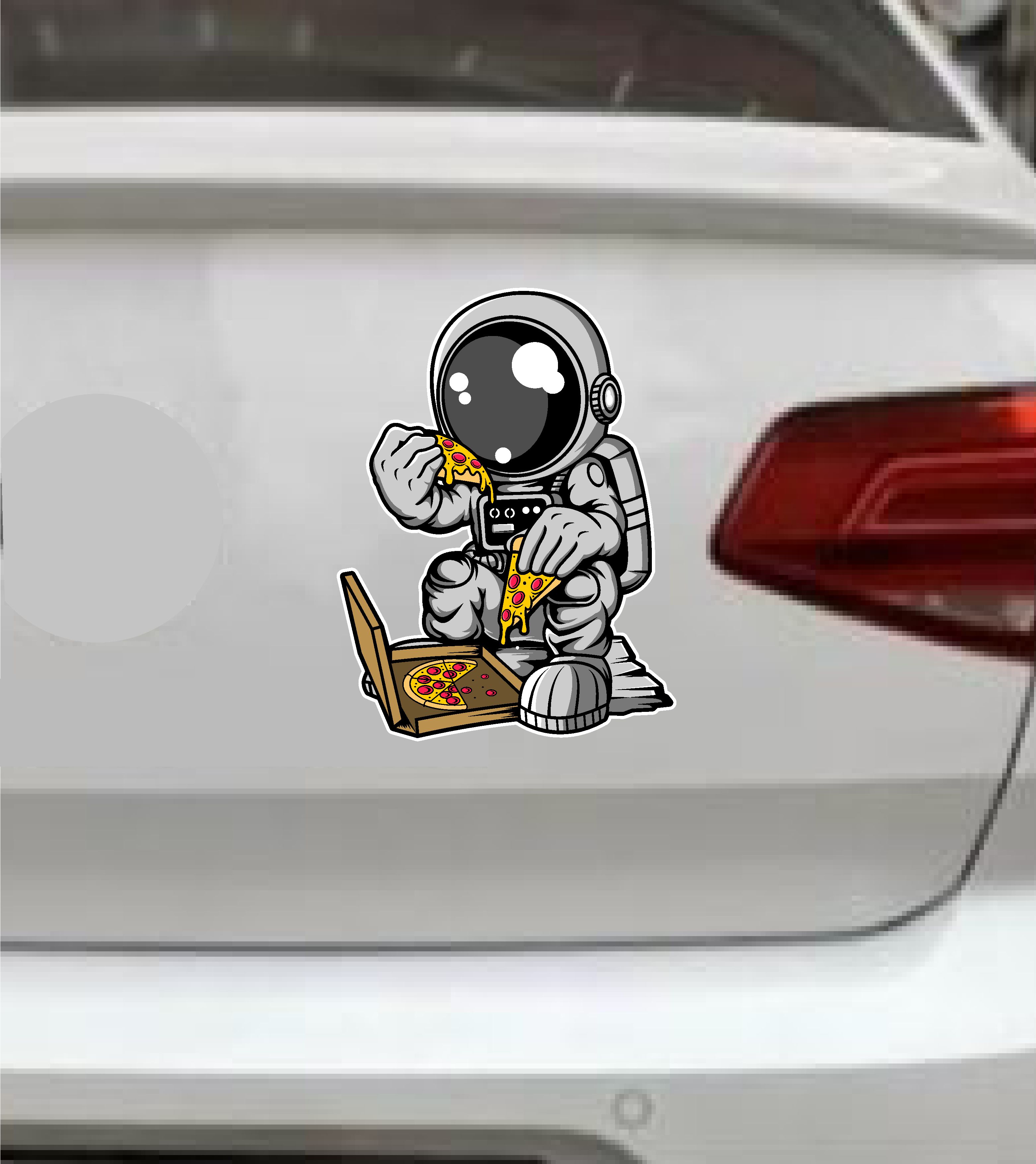 Pi̇zza Yi̇yen Astronot Sti̇cker - Araba Oto Motosi̇klet Karavan Cam Sti̇cker - 00090 10X7 Cm 