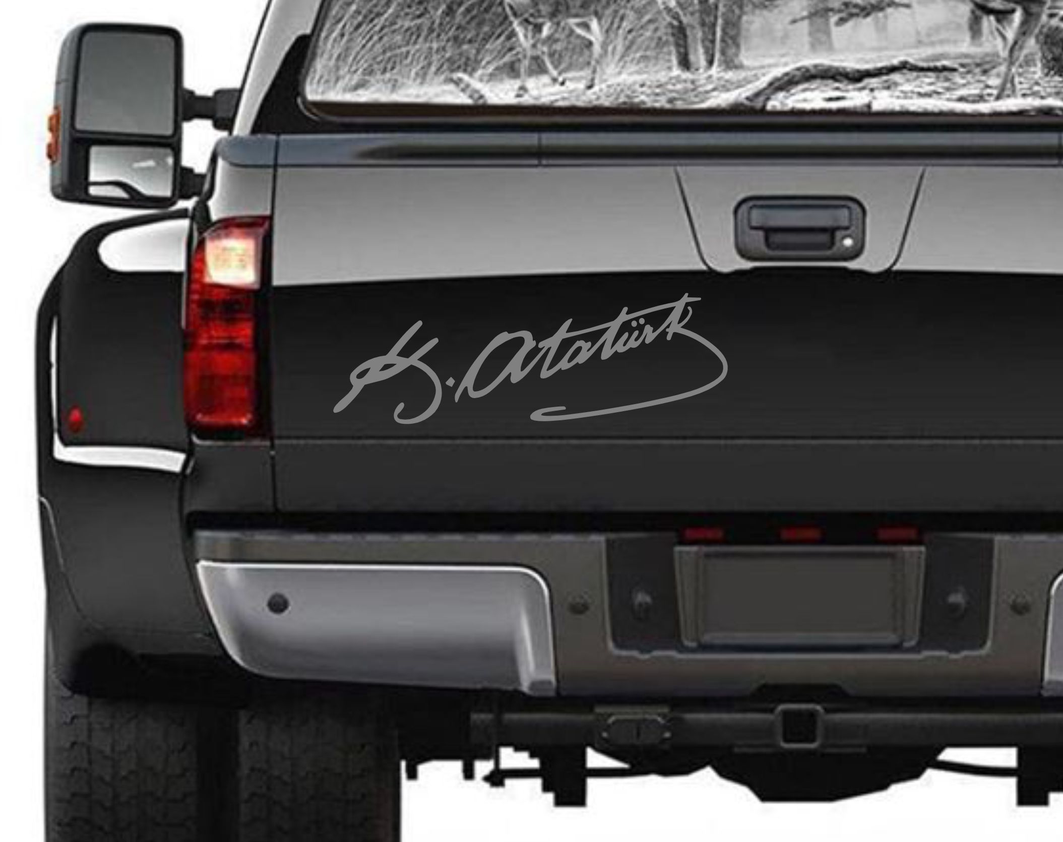 Atatürk Imza Sti̇cker - 2 Adet Mustafa Kemal Atatürk Imza Araba Oto Motosi̇klet Karavan Sti̇cker 00016 50X15 Cm 