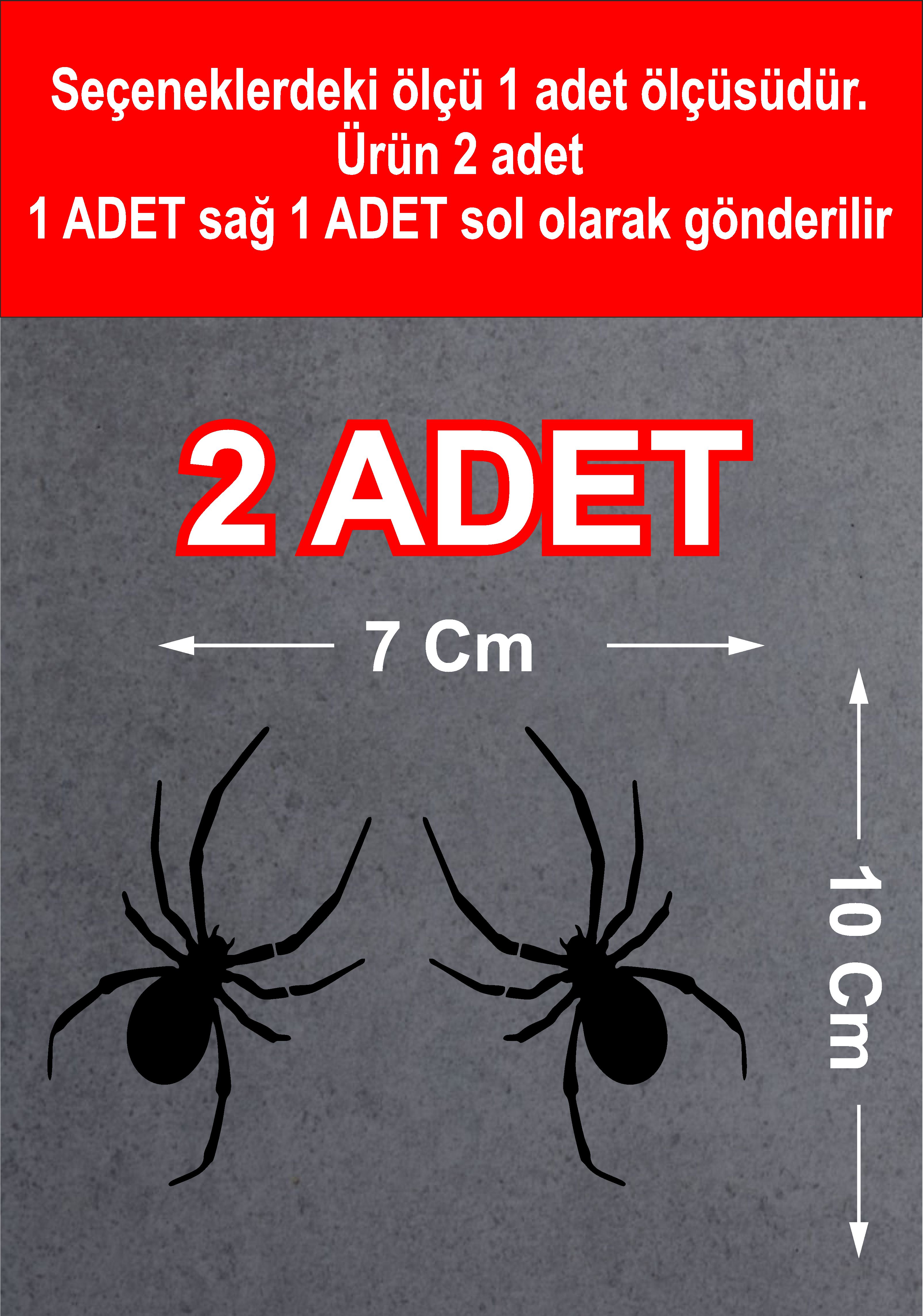 Örümcek Sti̇cker - 2 Adet - Araba Oto Motosi̇klet Cam Karavan Sti̇cker - 00102 8X5 Cm 