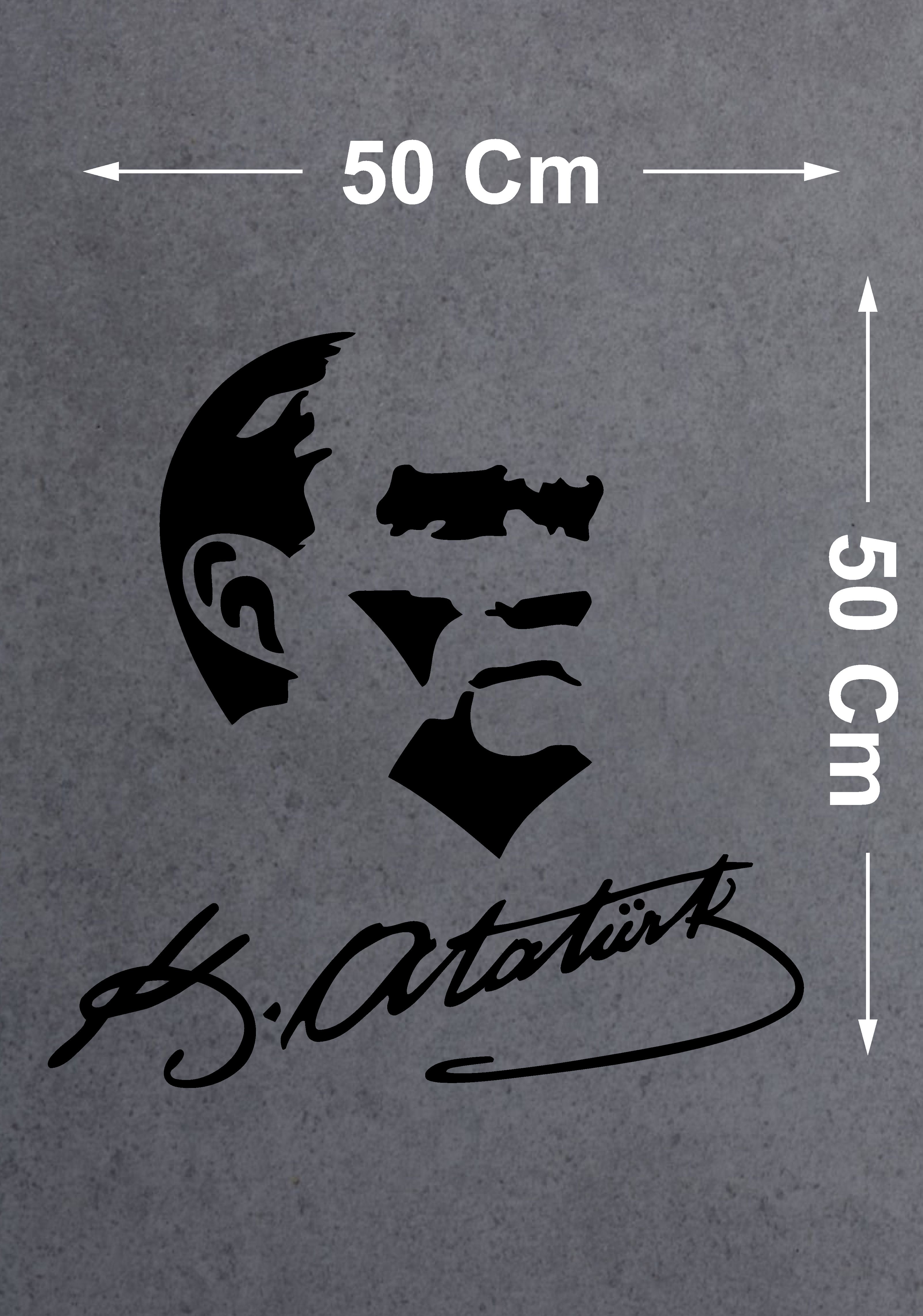 Atatürk Si̇let Ve İmza Sti̇cker - Mustafa Kemal Atatürk Başbuğ Büyük Türk Sti̇cker -Araba Oto Motosi̇klet Karavan Cam Sti̇cker - 00319 12X12 Cm 