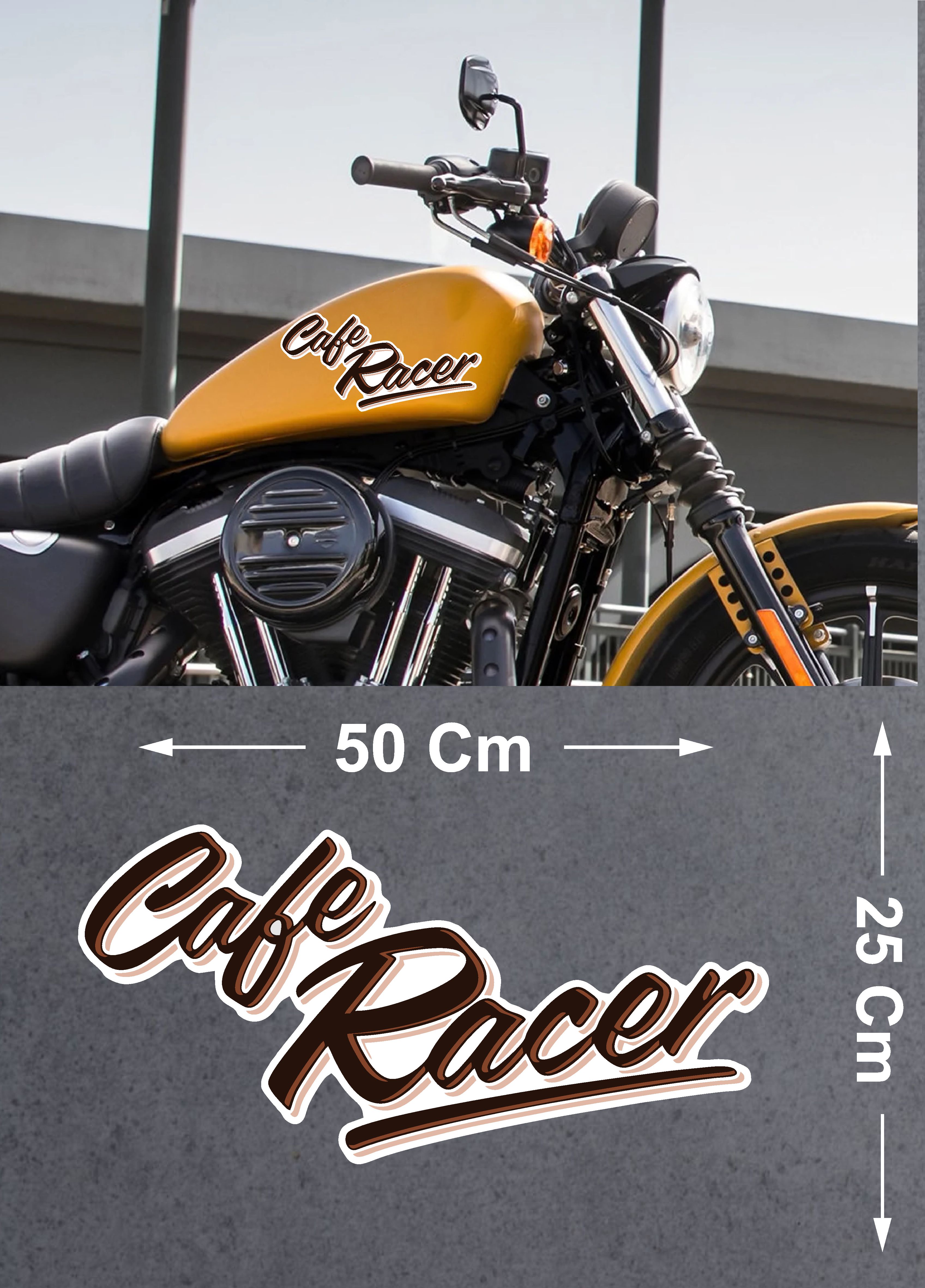 Cafe Racer Sti̇cker - Araba Oto Motosi̇klet Kask Karavan Sti̇cker - 00085 60X29 Cm 