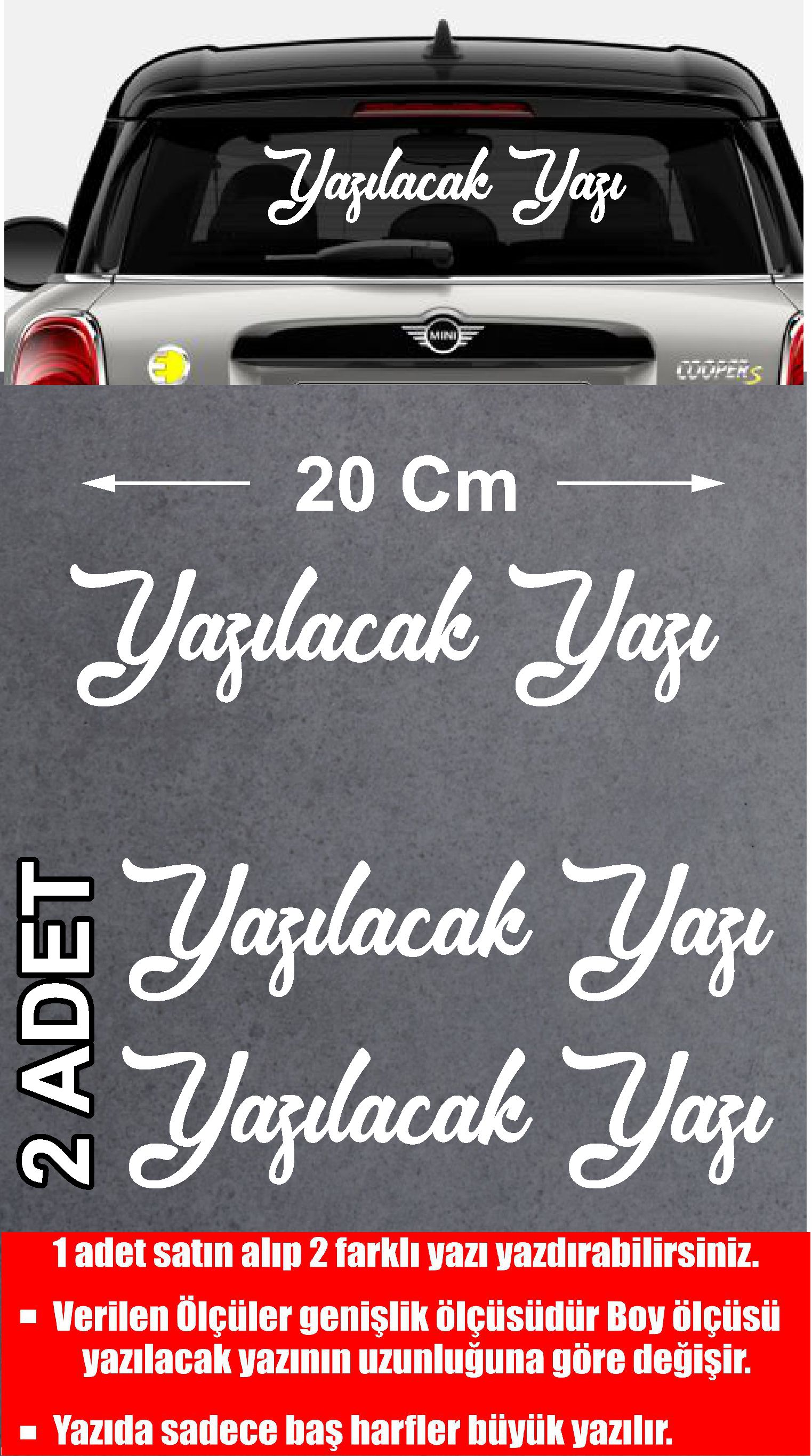 Ki̇şi̇ye Özel Yazı Sti̇cker 2 Adet Sti̇cker - Araba Oto Motosi̇klet Karavan Cam Sti̇cker - 00121 12 Cm 