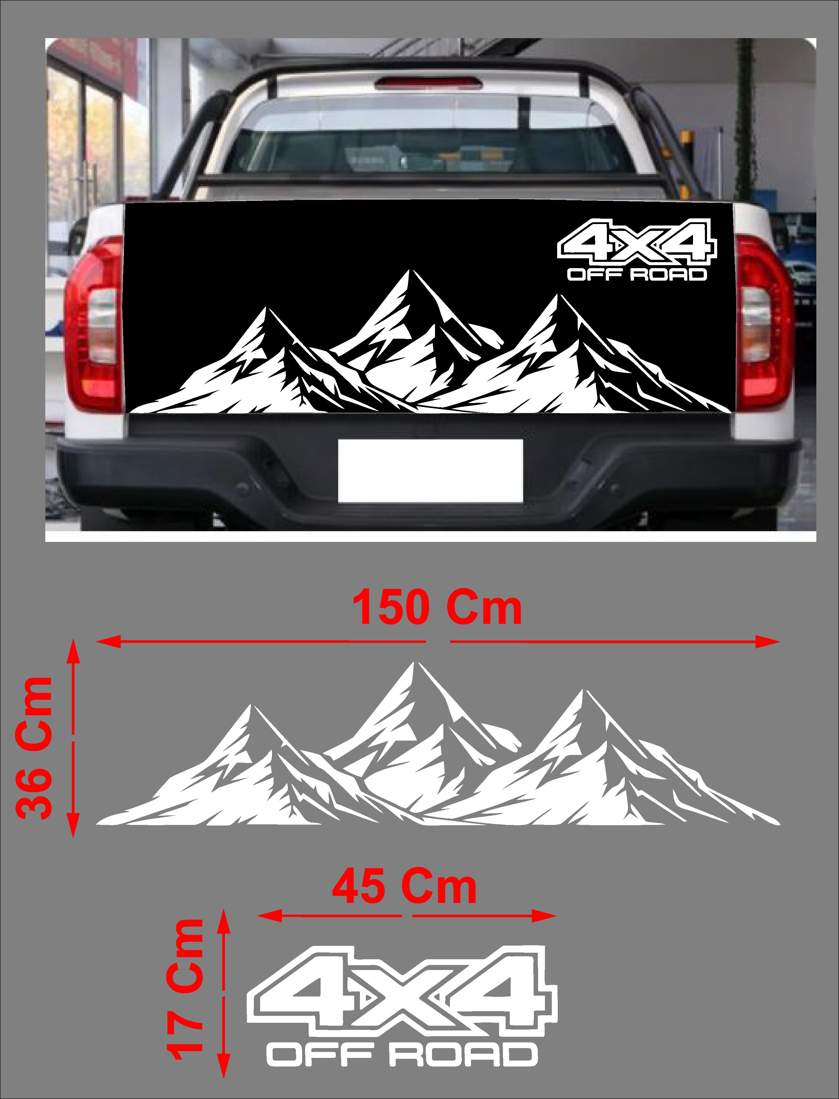 4X4 Ve Dağ Sti̇cker - Off Road 4X4 Dağ Araba Oto Kamyonet Araba Cam Arka Bagaj Oto Sti̇cker - 00124 150X36Cm 45X17Cm 