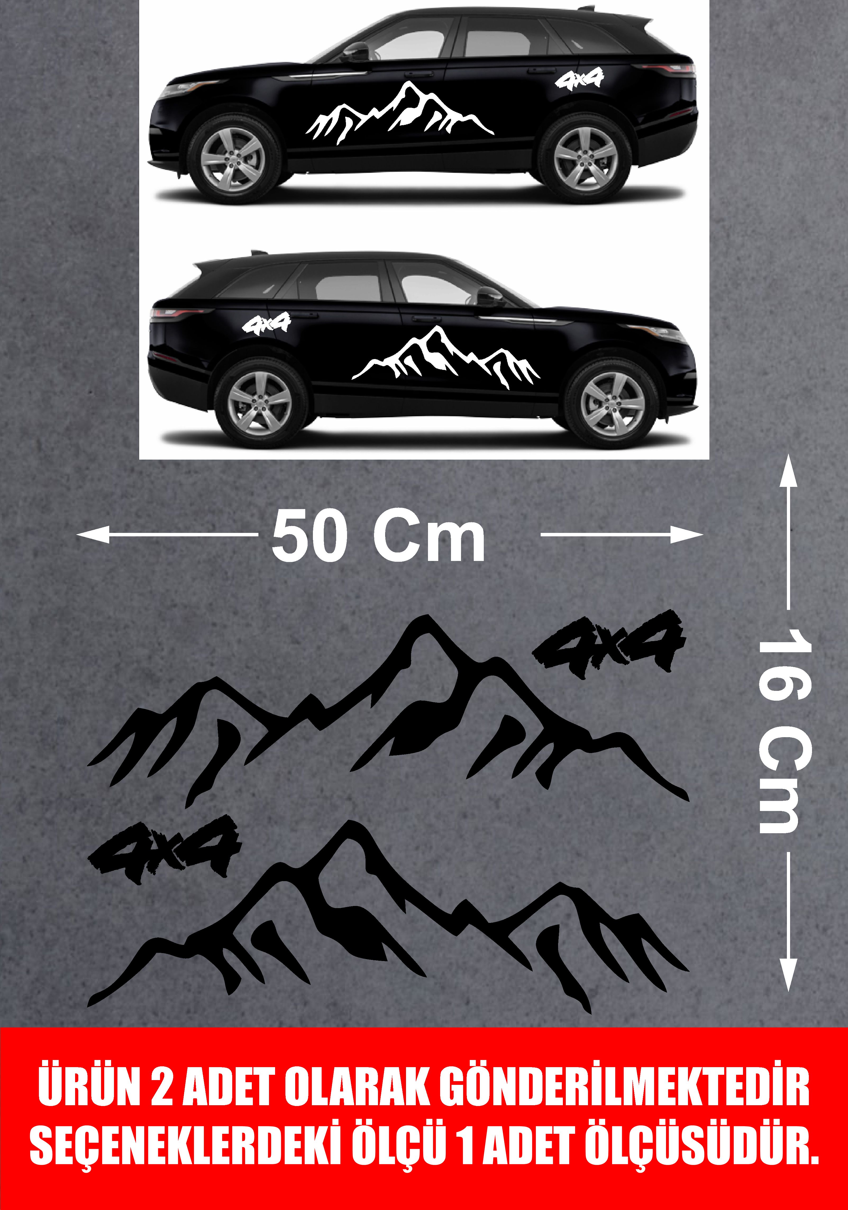 4X4 Ve Dağ Si̇lüet Sti̇cker - Araba Oto Pi̇ckup Cam Karavan Sti̇cker - 00123 30 Cm 