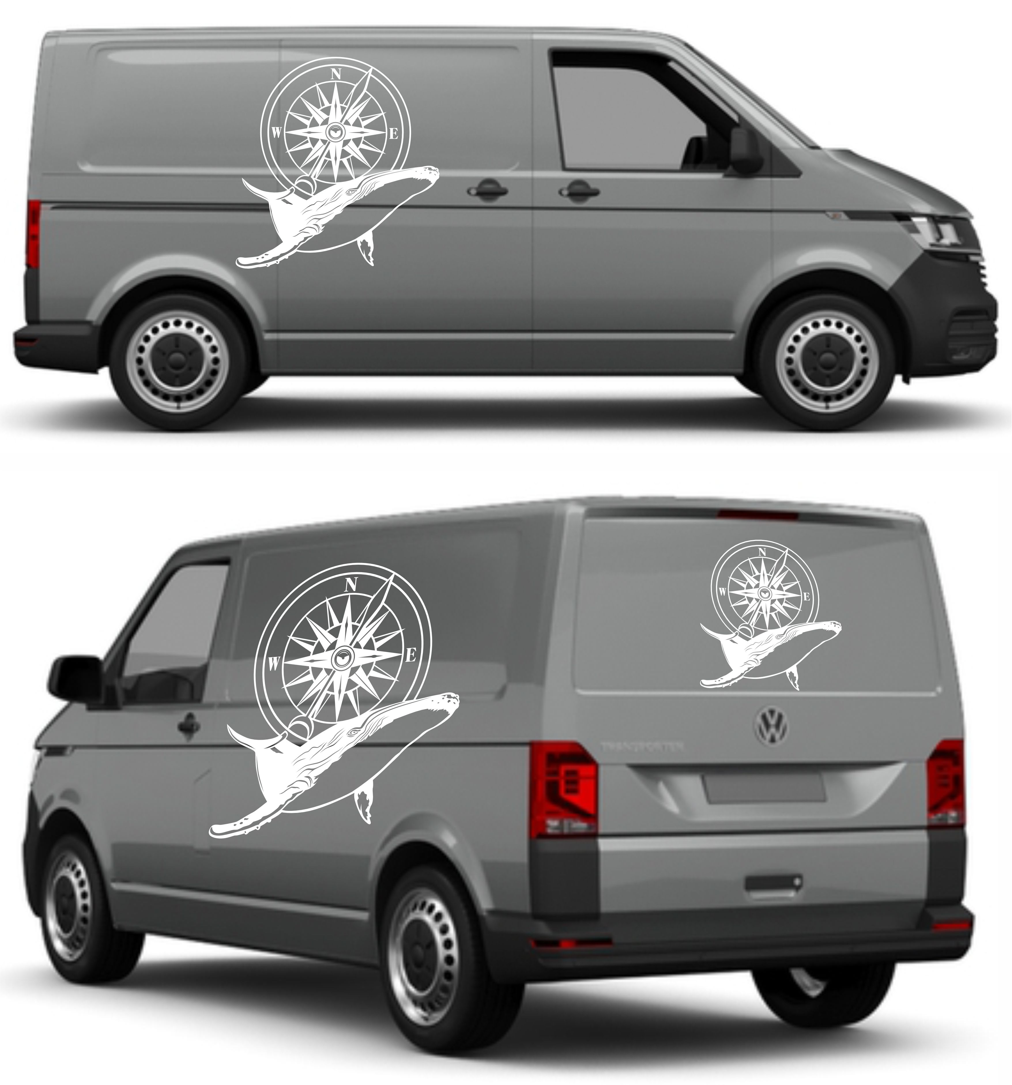 Bali̇na Ve Pusula Sti̇cker - Araba Oto Motosi̇klet Karavan Cam Sti̇cker - 00082 30 Cm 