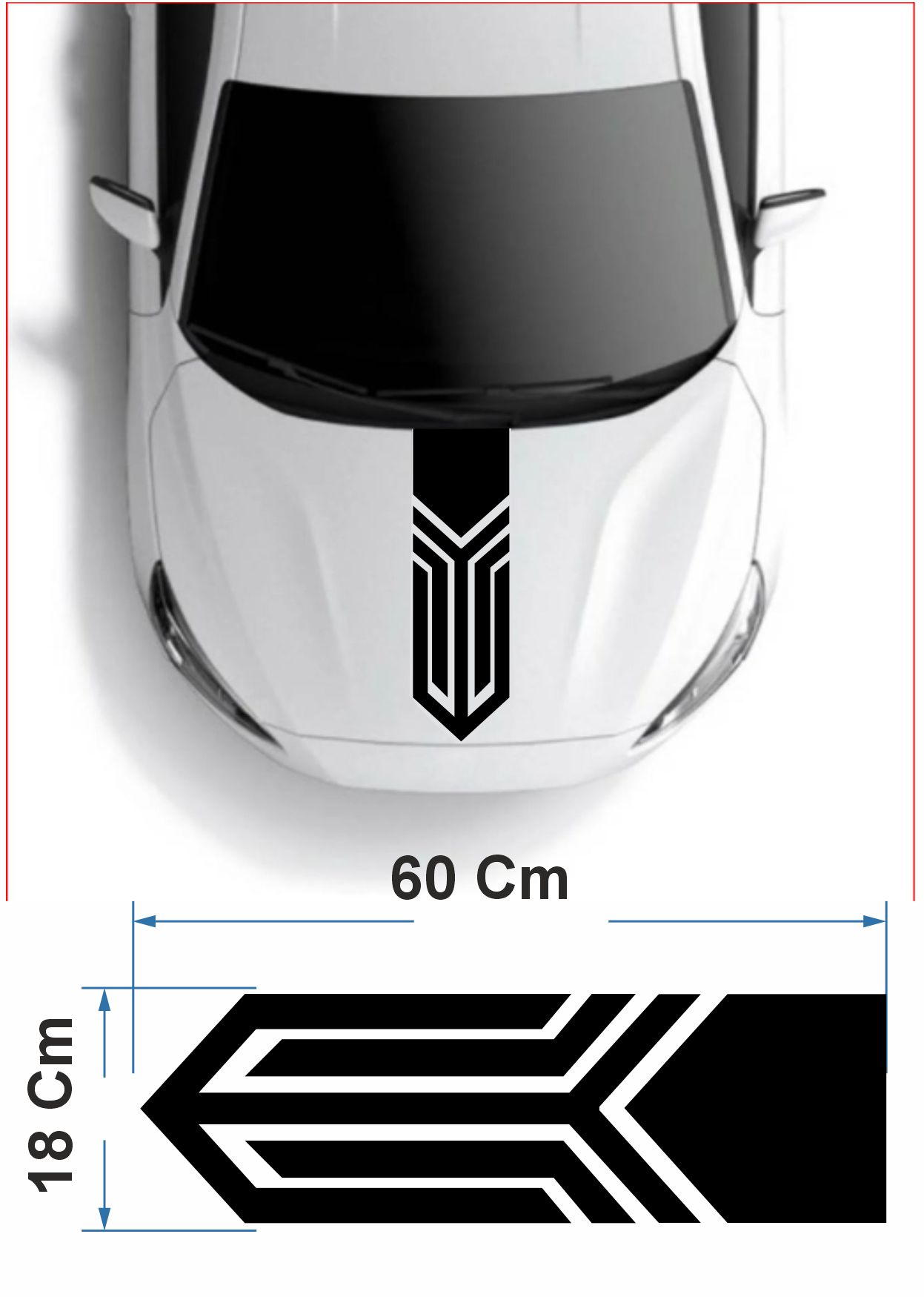 Araba Kaput Şerit Sticker - Araba Oto Araç Sticker 00025 60X18 Cm 