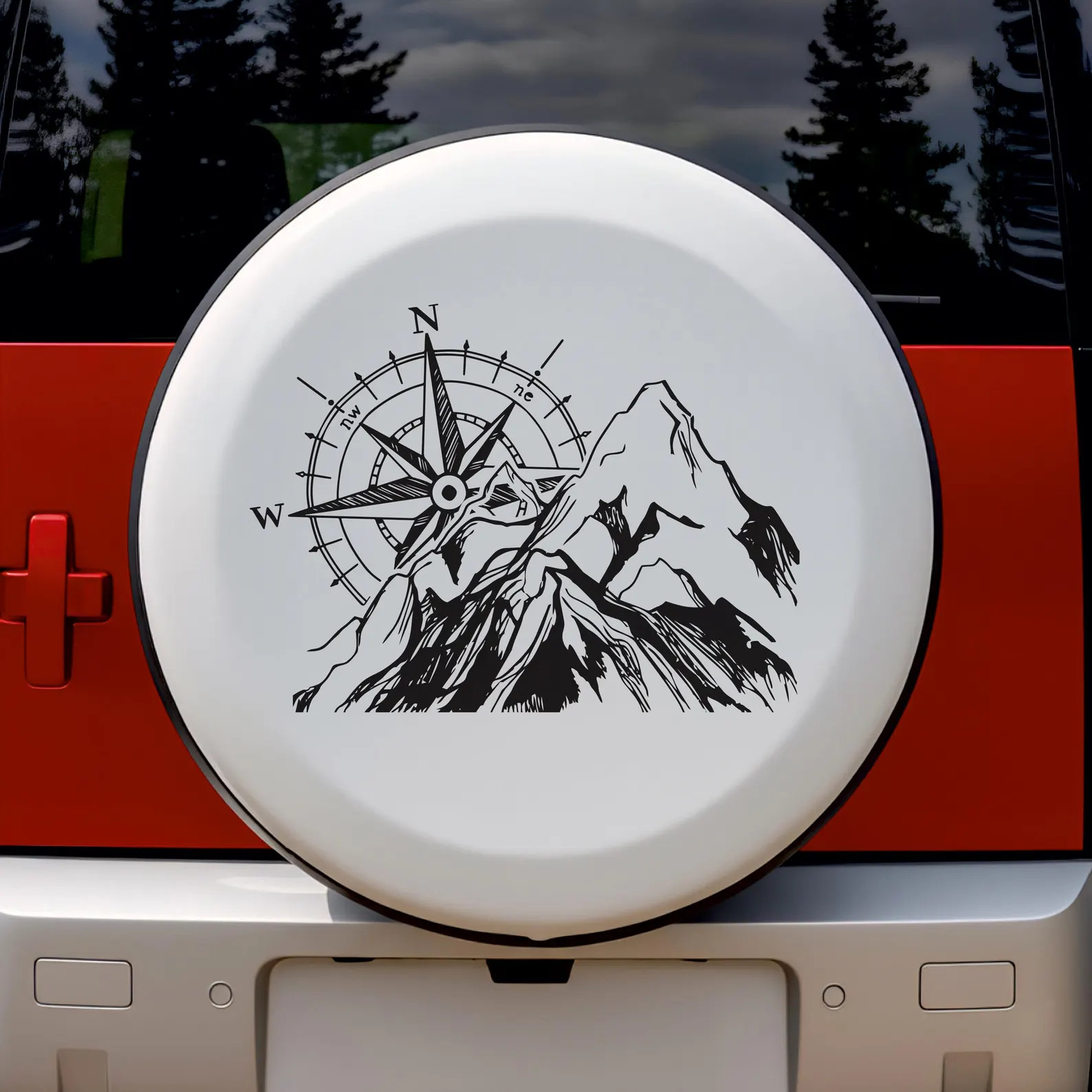 Pusula Ve Dağ Sti̇cker - Araba Oto Cam Karavan Sti̇cker - 00234 40X30 Cm 