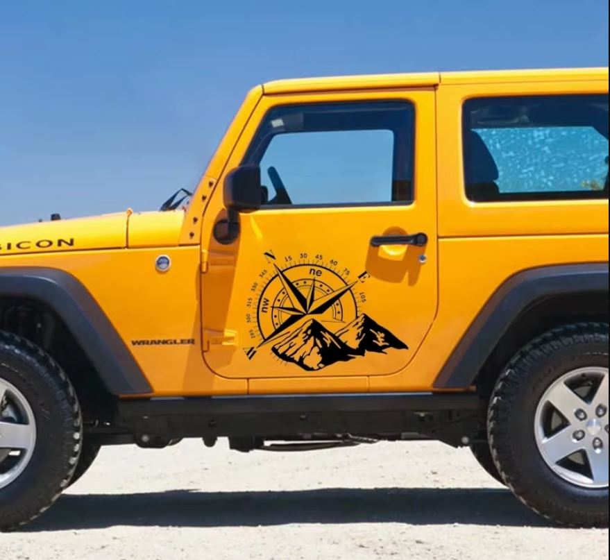 Pusula Ve Dağ Sti̇cker - 4X4 Off Road Adventure Sti̇cker - Araba Oto Motosi̇klet Karavan Sti̇cker - 02112 15X12 Cm 