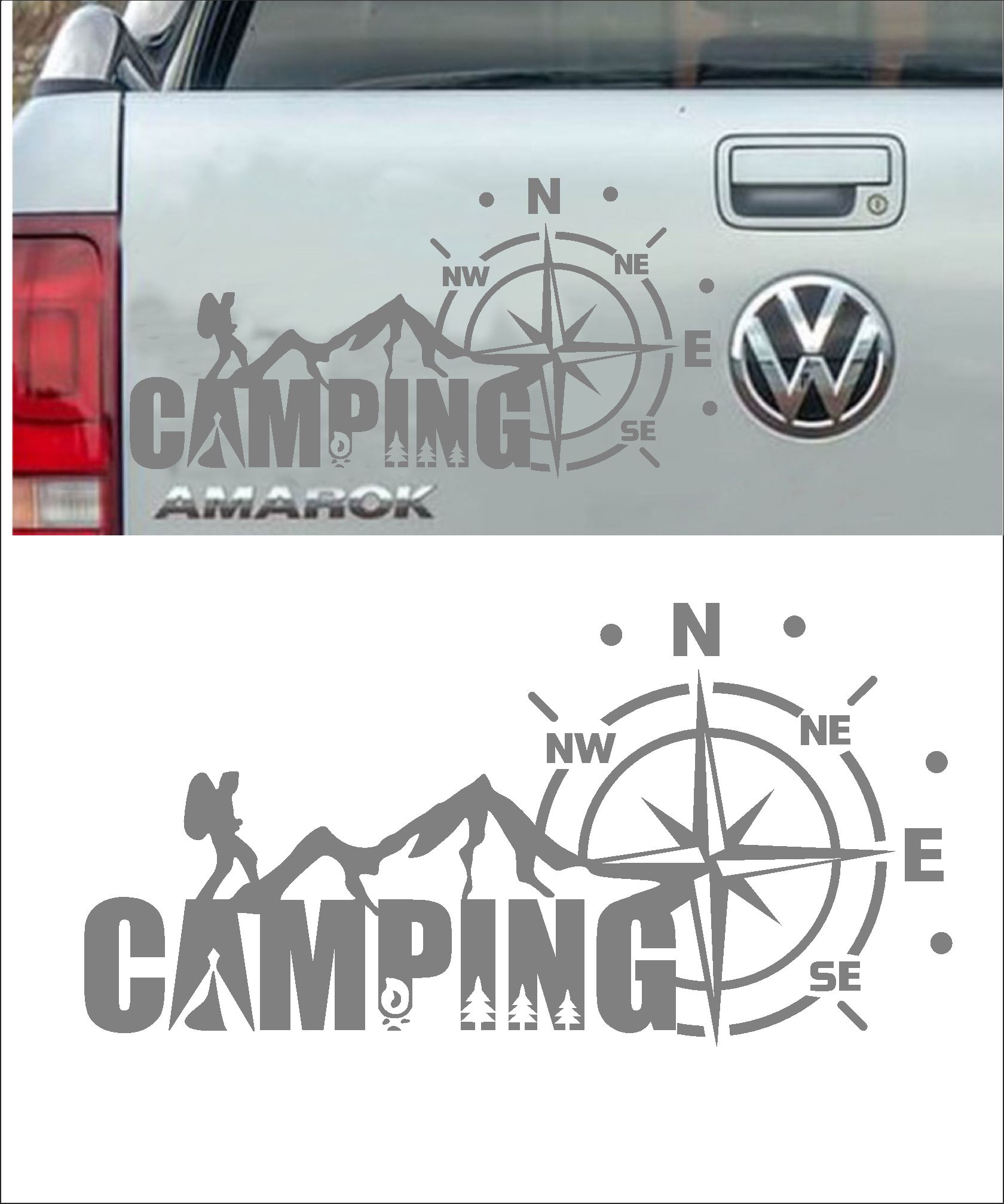 Kamp Ve Pusula Sti̇cker - Araba Oto Motosi̇klet Karavan Cam Sti̇cker - 00134 20X10 Cm 