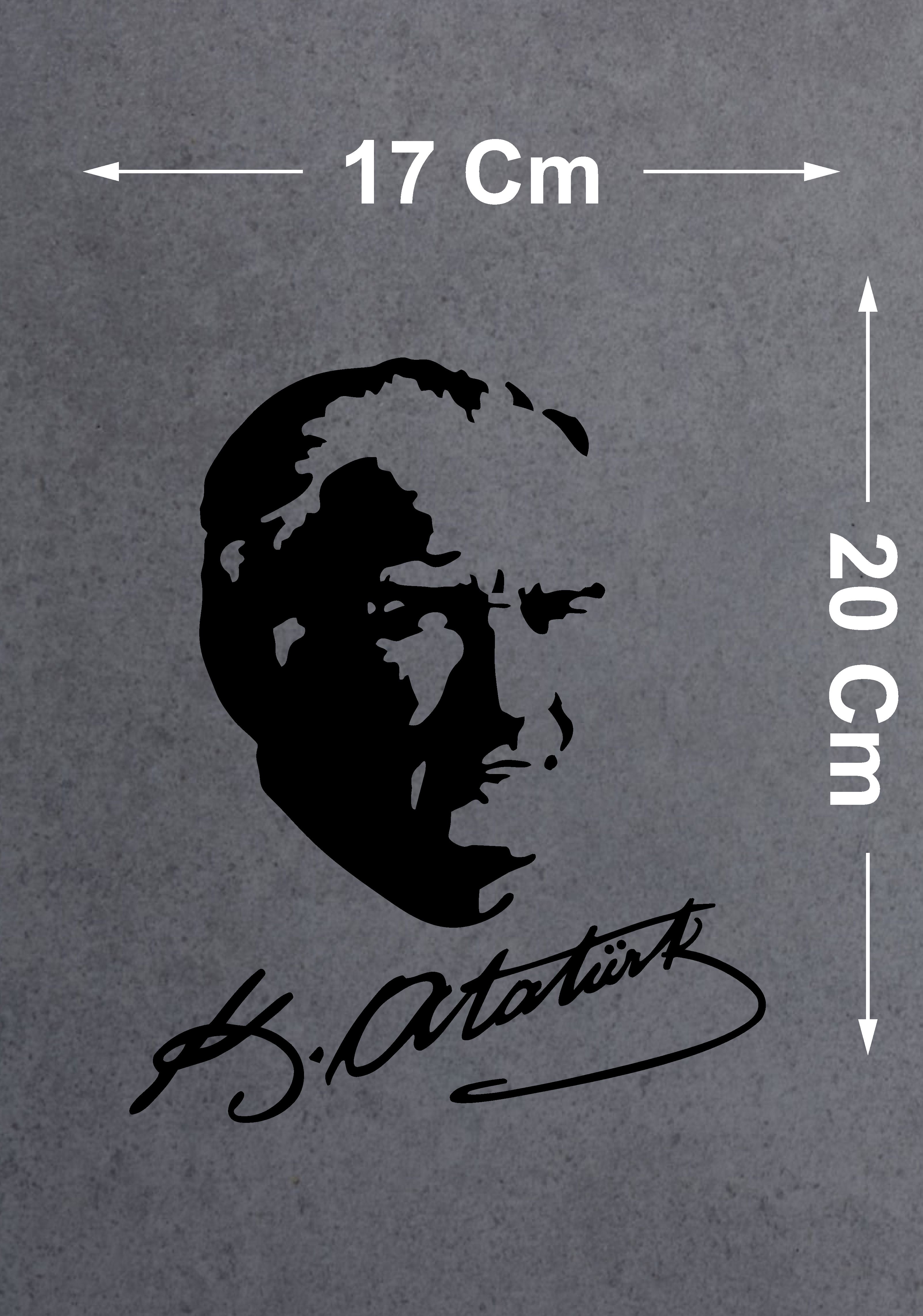 Sti̇cker Di̇zayn Atatürk Si̇lüeti̇ Ve İmza Sti̇cker - Mustafa Kemal Atatürk Başbuğ İmza Sti̇cker - Araba Oto Motosi̇klet Karavan Cam Sti̇cker - 00391 12X10 Cm 