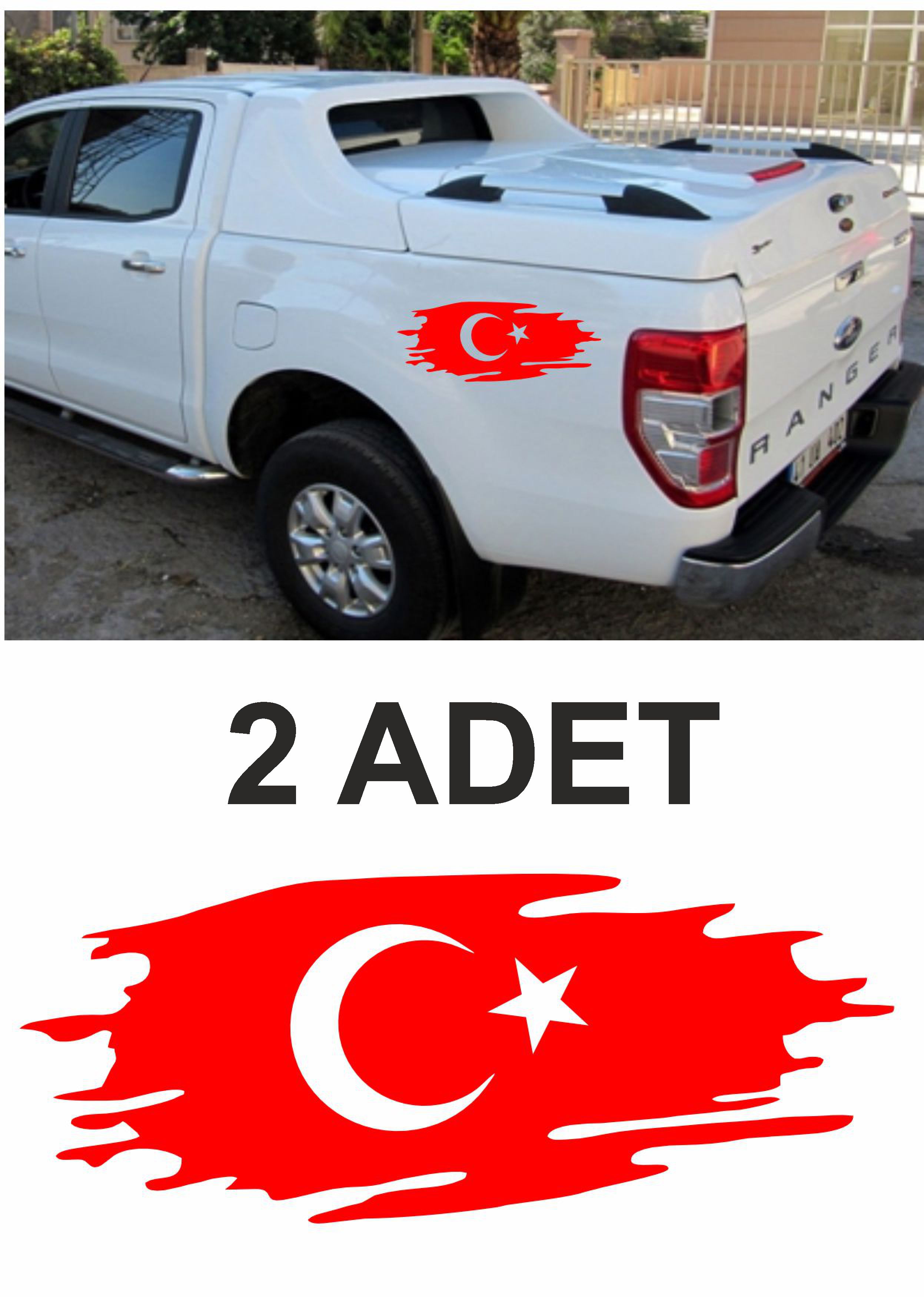 Yırtıklı Tırtıklı Türk Bayrağı, Ayyıldız, Araba Oto Motosi̇klet Karavan Sti̇cker 02516 20X8 Cm 