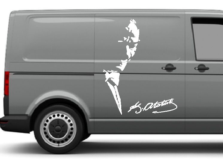 Atatürk Mustafa Kemal Ve Imza Sti̇cker - Araba Oto Motosi̇klet Karavan Cam Sti̇cker Eti̇ket - 00137 12X10 Cm 