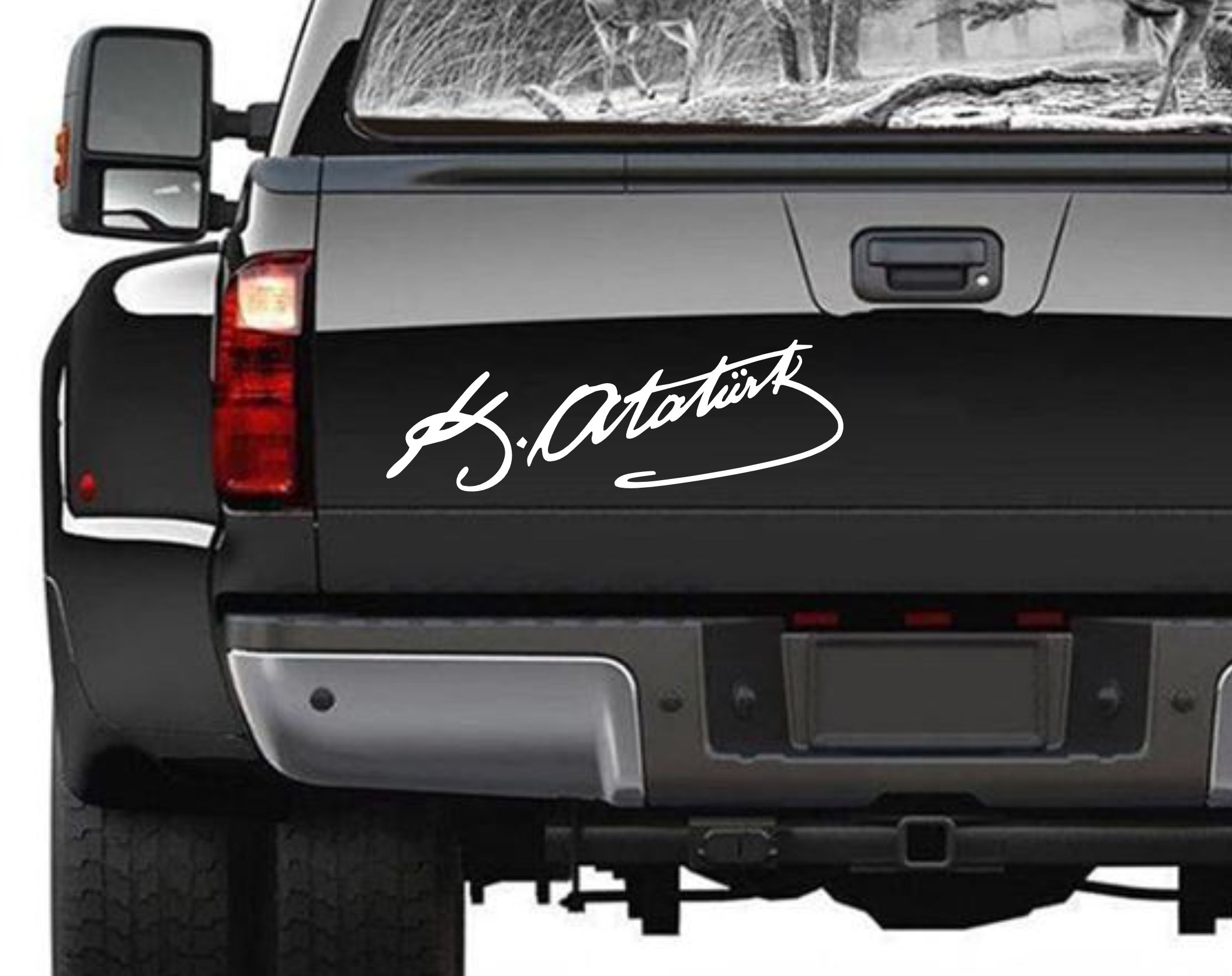 Atatürk Imza Sti̇cker - 2 Adet Mustafa Kemal Atatürk Imza Araba Oto Motosi̇klet Karavan Sti̇cker 00016 50X15 Cm 