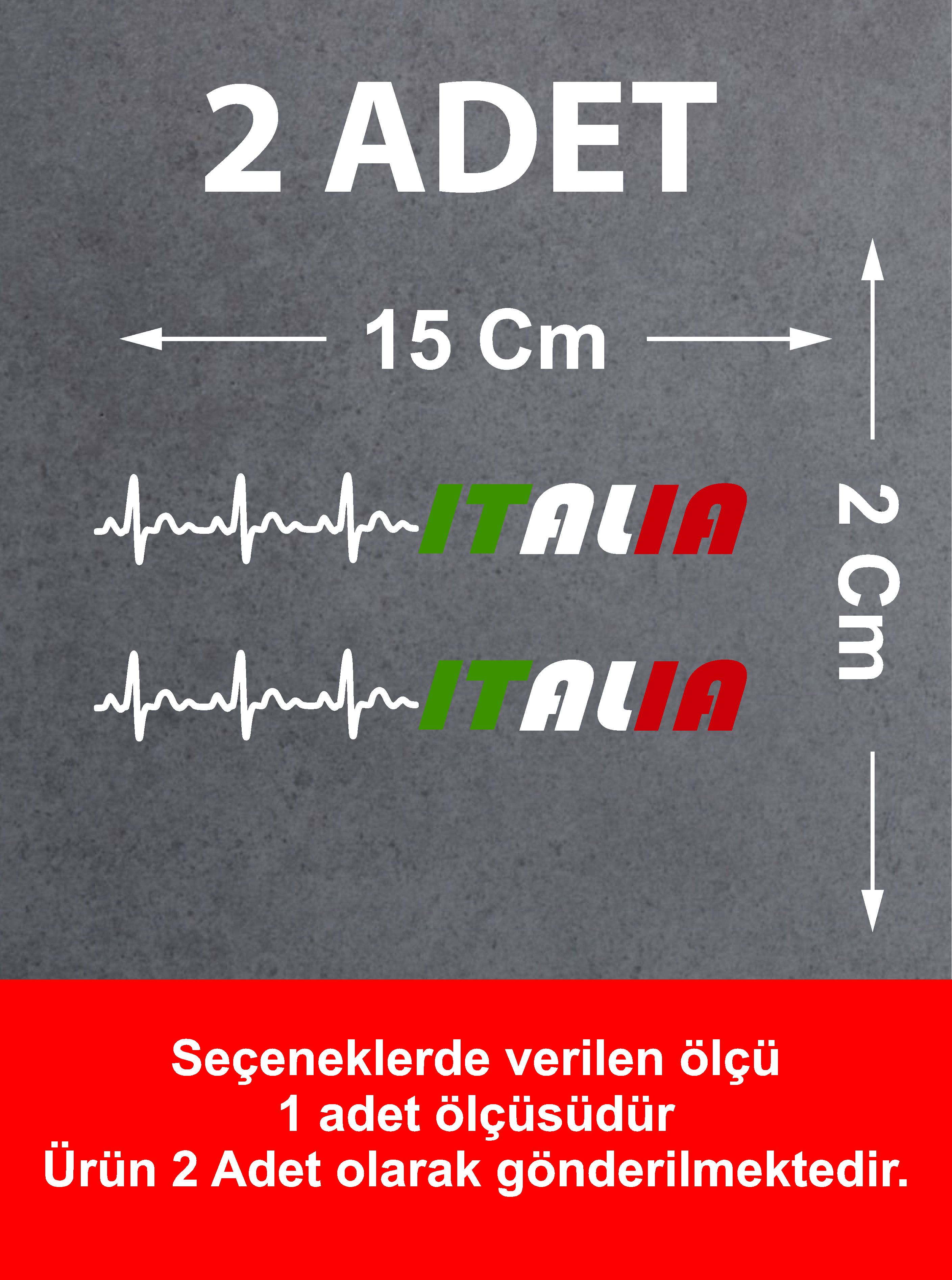Kalp Ritimli Italy Yazı Sticker - Araba Oto Motosiklet Cam Sticker - 00078 15 Cm 