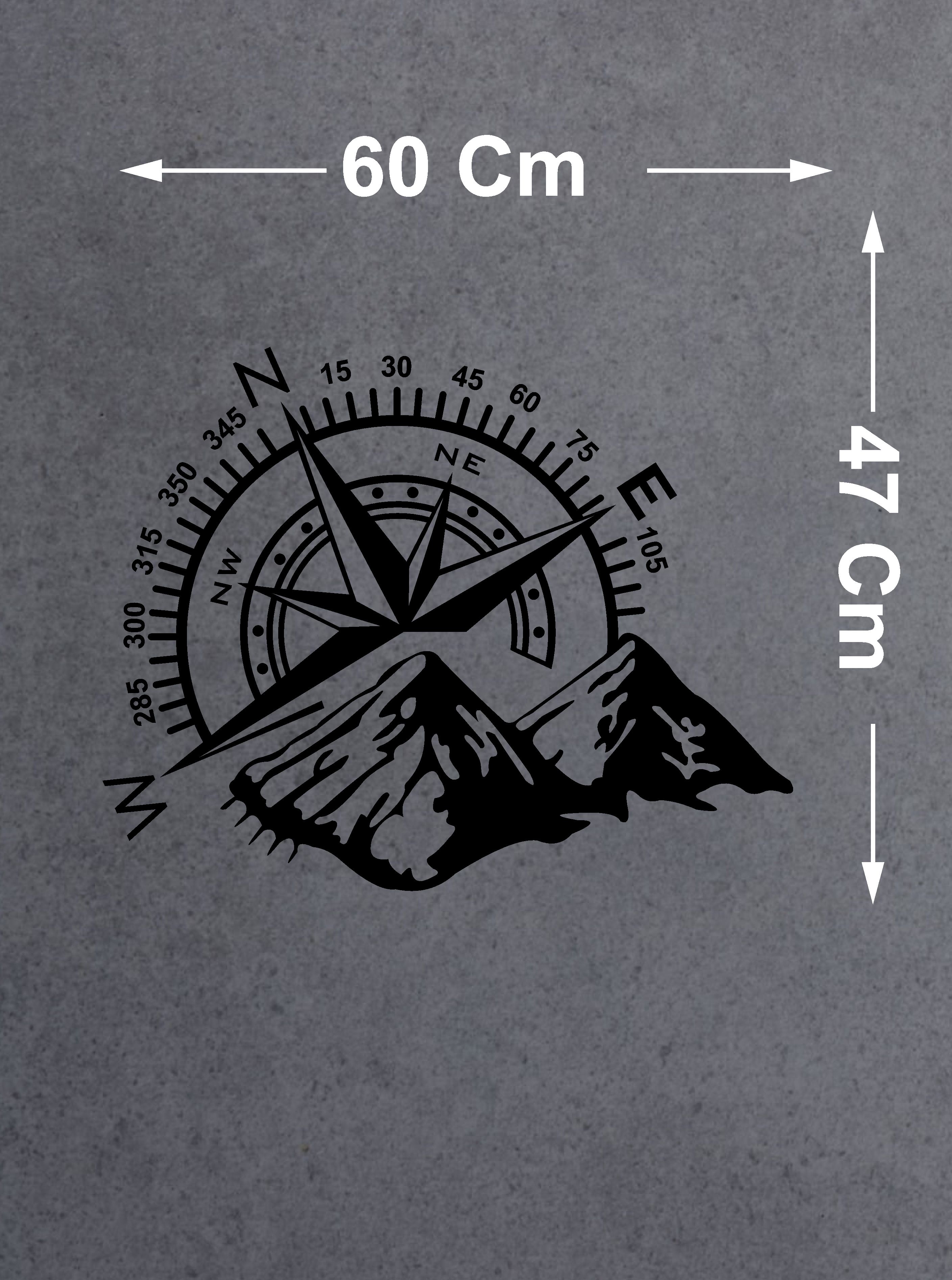 Pusula Ve Dağ Sti̇cker, Off Road Kamp Adventure Kamp Sti̇cker, Araba Oto Karavan Pi̇ckup Sti̇cker 02522 15X12 Cm 