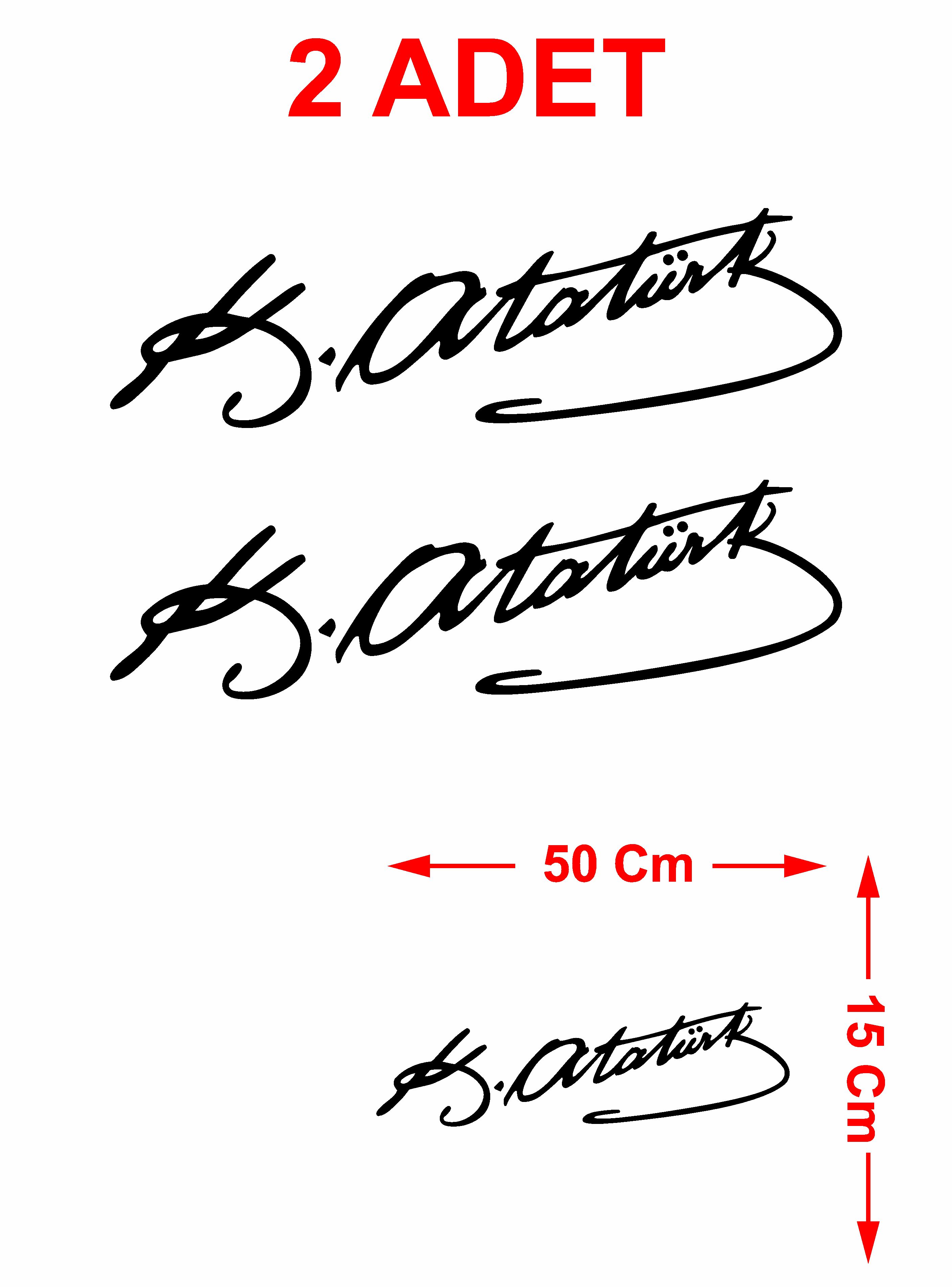 Atatürk Imza Sti̇cker - 2 Adet Mustafa Kemal Atatürk Imza Araba Oto Motosi̇klet Karavan Sti̇cker 00016 50X15 Cm 