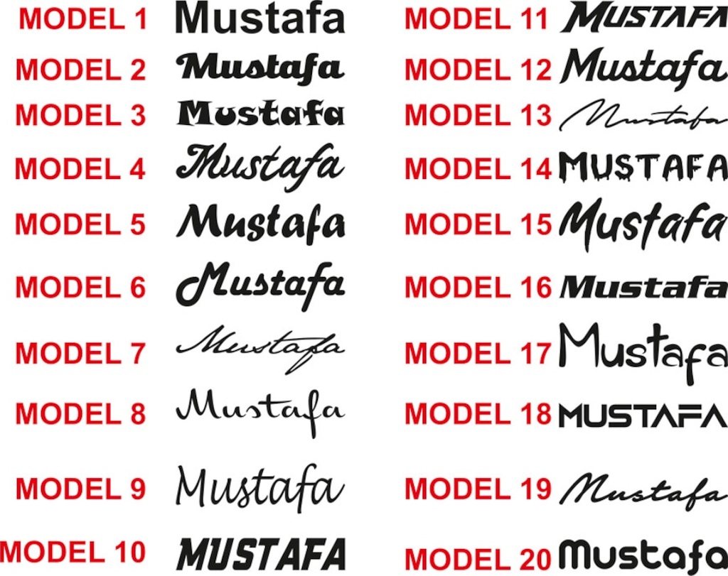 2 Adet - Isi̇m - Yazı Araba Sti̇cker, Çıkartma 40 Cm = 2 Adet