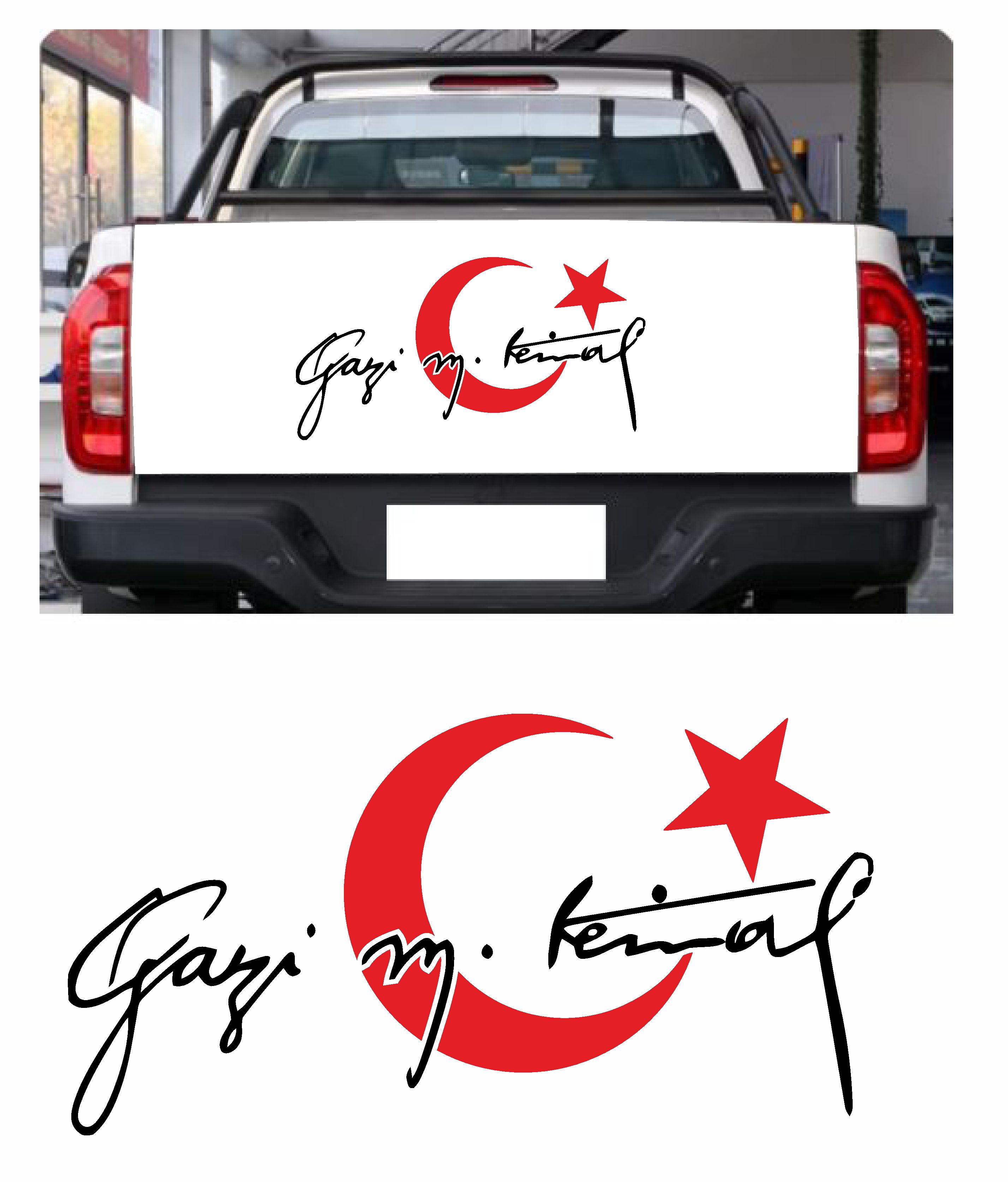 Türk Bayrağı Atatürk Mustafa Kemal Gazi̇ Mustafa Kemal Atatürk İmza Araba Oto Motosi̇klet Karavan Sti̇cker 00006 50X26 Cm 