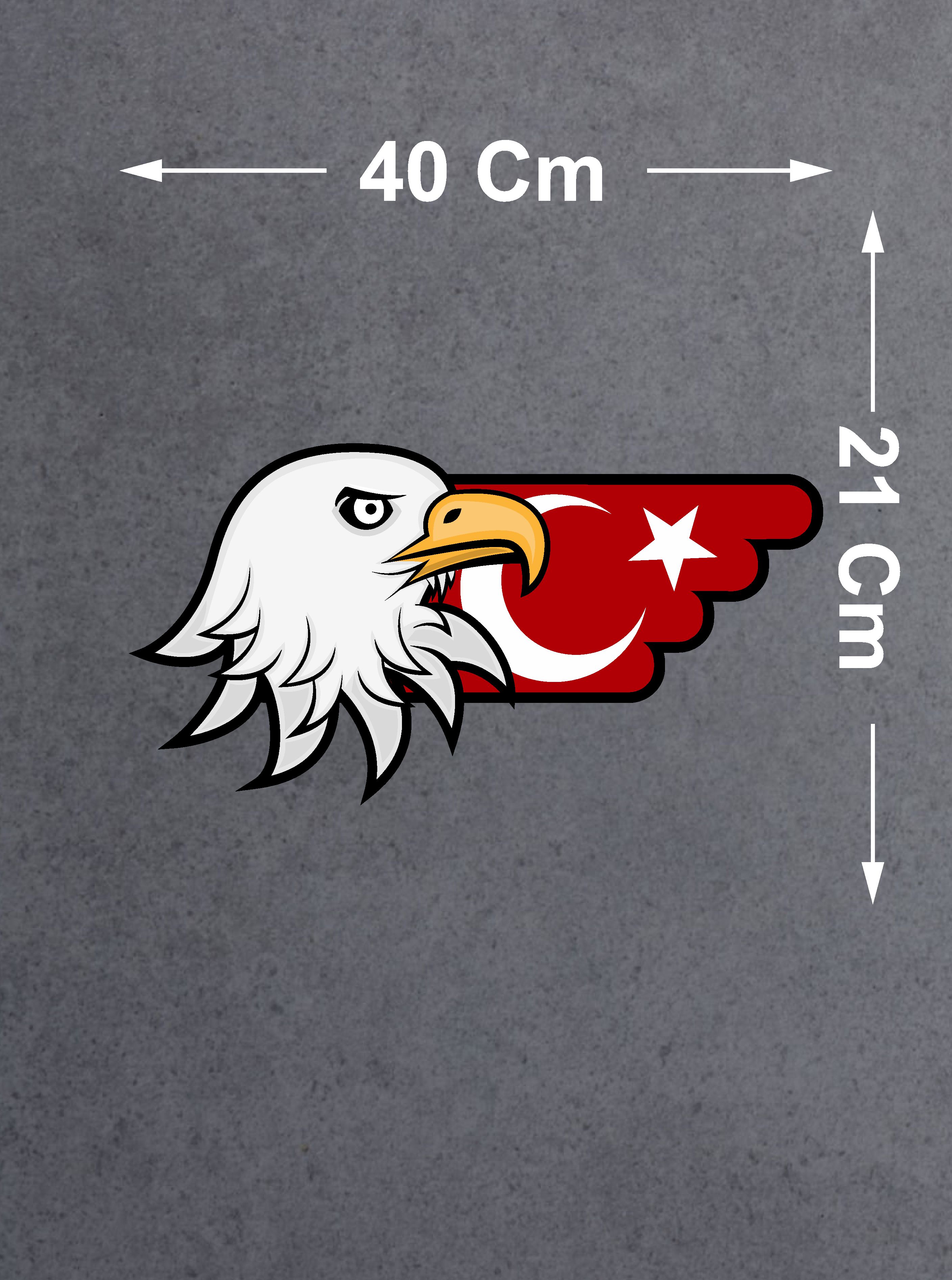 Kartal Ve Türk Bayrağı Sti̇cker - Ay Yıldız Eagle Sti̇cker - Araba Oto Motosi̇klet Karavan Sti̇cker 00727 10X5 Cm 