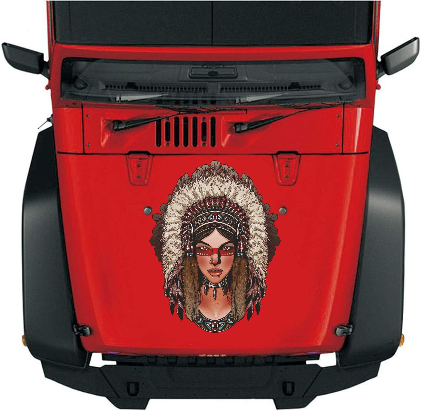 Kızılderi̇li̇ Kız Sti̇cker - Araba Oto Motosi̇klet Karavan Cam Sti̇cker - 00031 12X9 Cm 