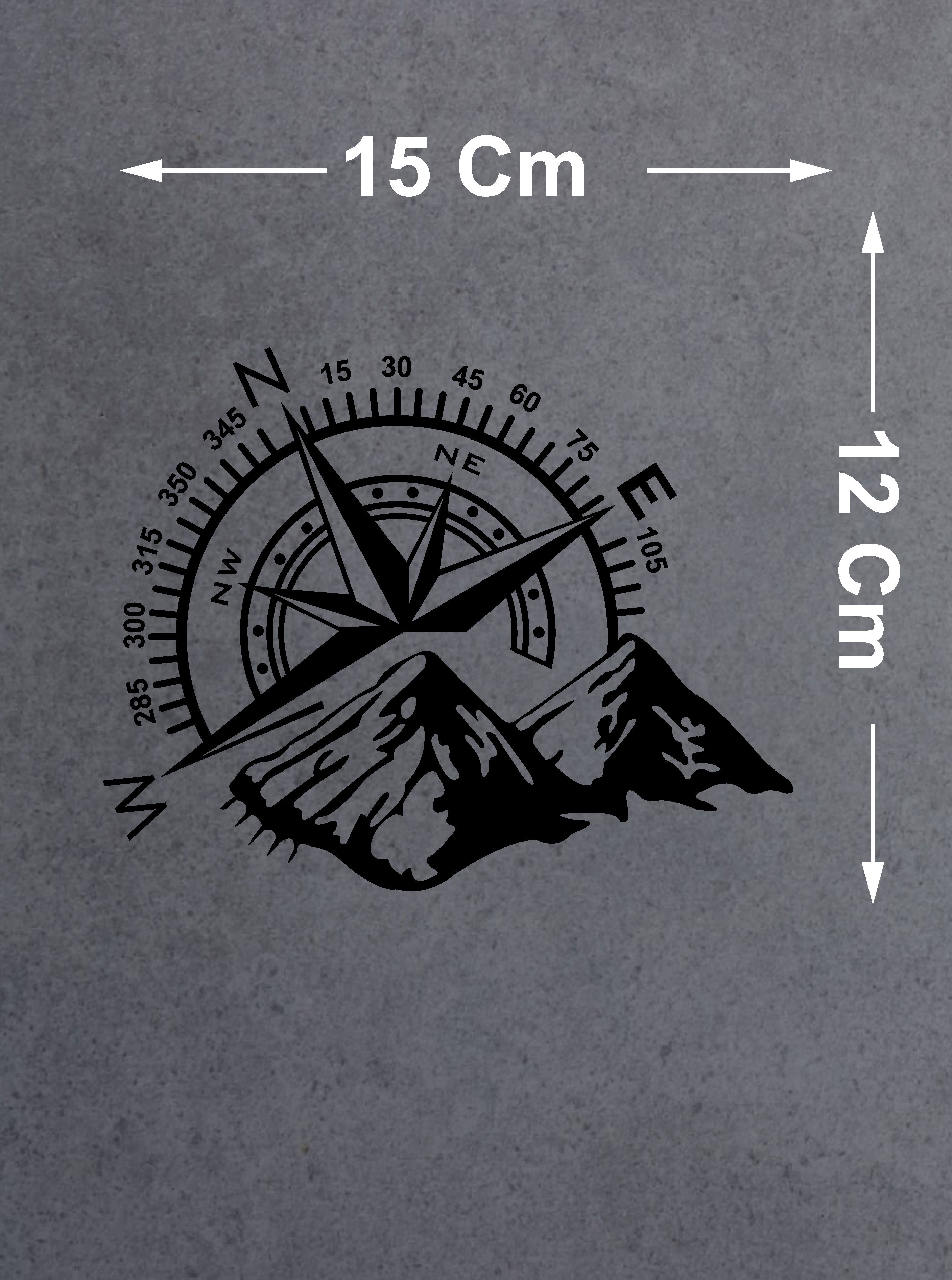 Pusula Ve Dağ Sti̇cker, Off Road Kamp Adventure Kamp Sti̇cker, Araba Oto Karavan Pi̇ckup Sti̇cker 02522 15X12 Cm 