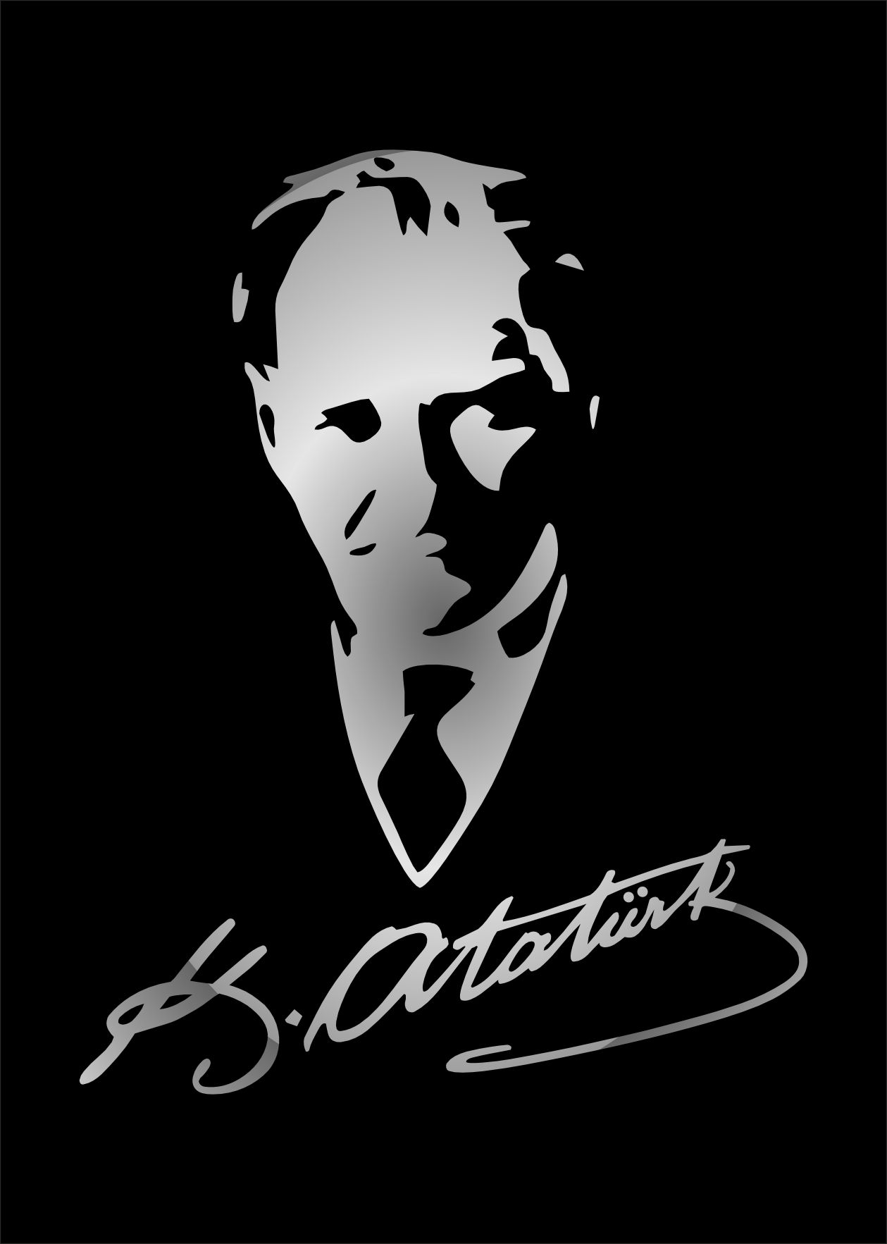 Atatürk İmza Ve Si̇lüet Sti̇cker - Gazi̇ Mustafa Kemal - Atatürk - Araba Oto Motosi̇klet Araç Karavan Sti̇cker 00565 15X11 Cm 