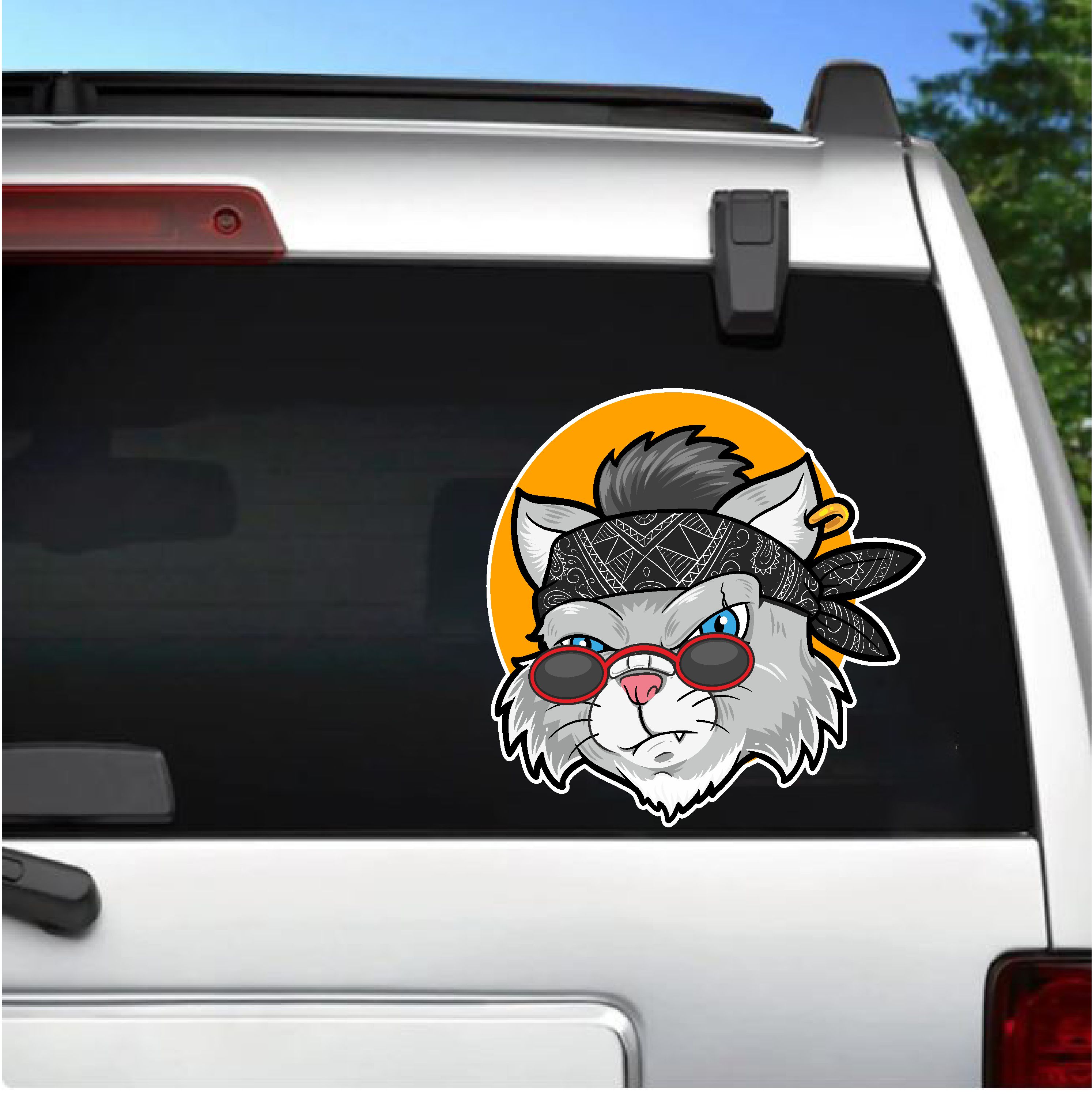 Gözlüklü Kedi̇ Sti̇cker - Araba Oto Motosi̇klet Karavan Cam Sti̇cker - 00247 10X10 Cm 