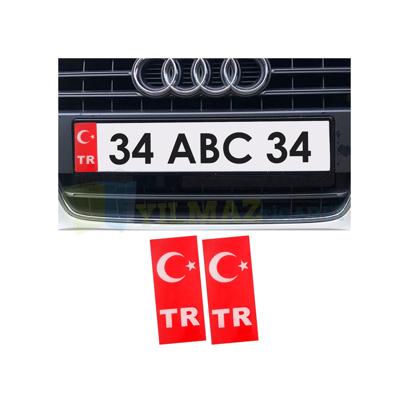 Türk Bayrağı Ön Cam Oto Sti̇cker Araba Yapıştırma Eti̇ket Çıkartma Tek Ön Cam Sti̇cker 12 X 8 Cm