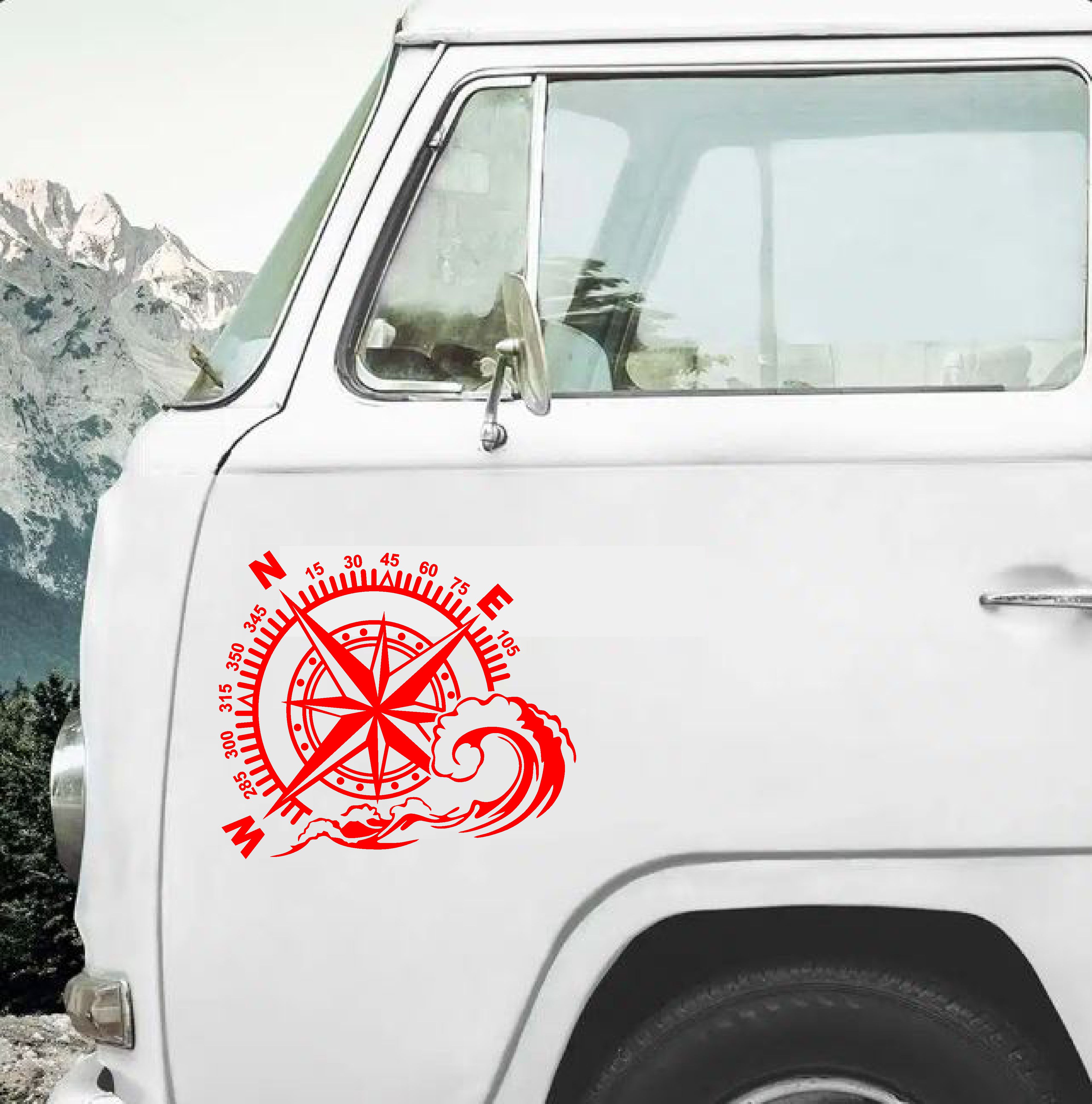 Pusula Ve Dalga Sti̇cker - 4X4 Off Road Adventure Kamp Sti̇cker - Araba Oto Karavan Motosi̇klet Sti̇cker - 00067 20X17 Cm 