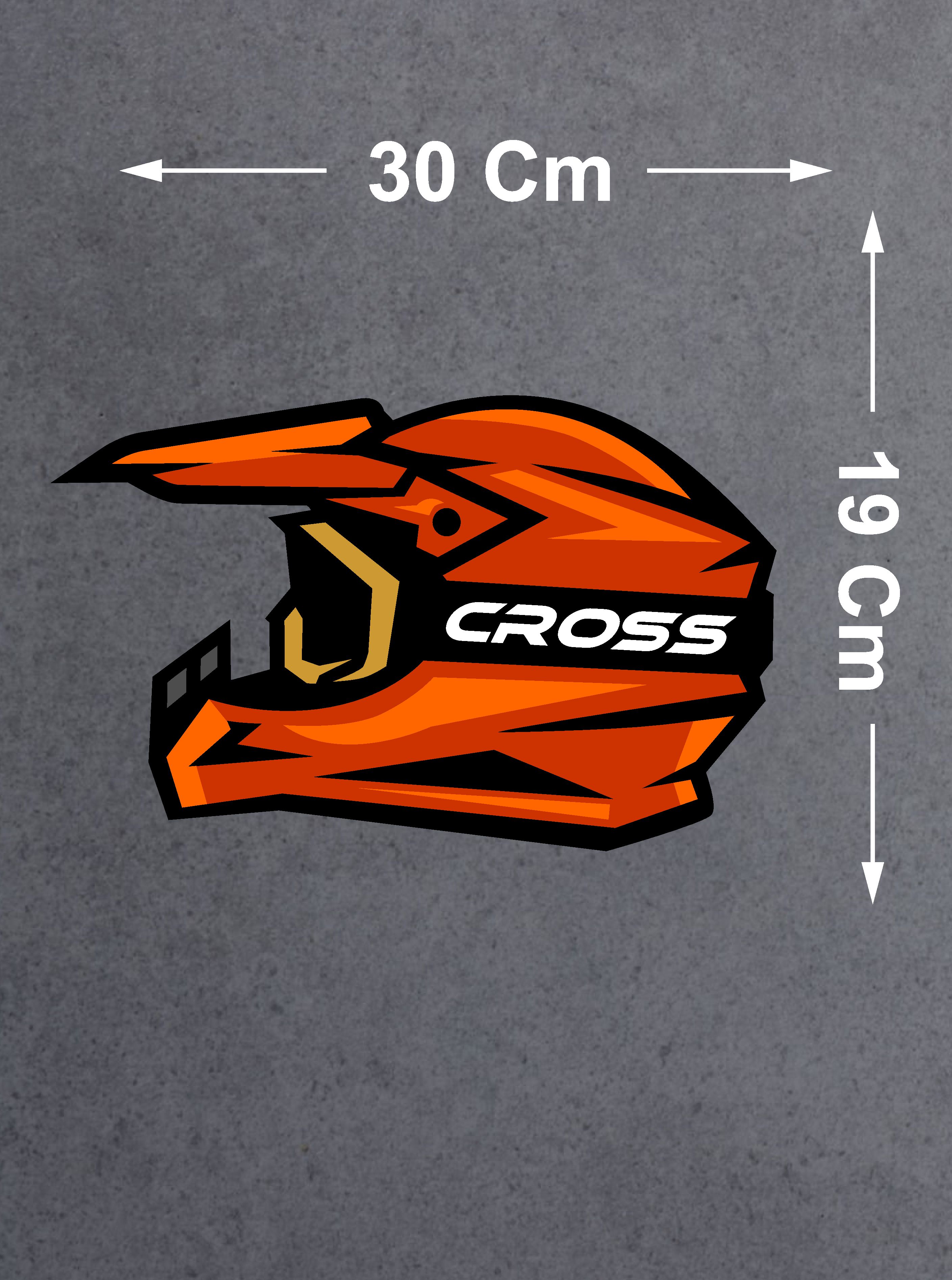 Cross Kask Sti̇cker - Motosi̇klet Cross Motosi̇klet Kask Cam Araba Oto Sti̇cker - 00021 12X8 Cm 