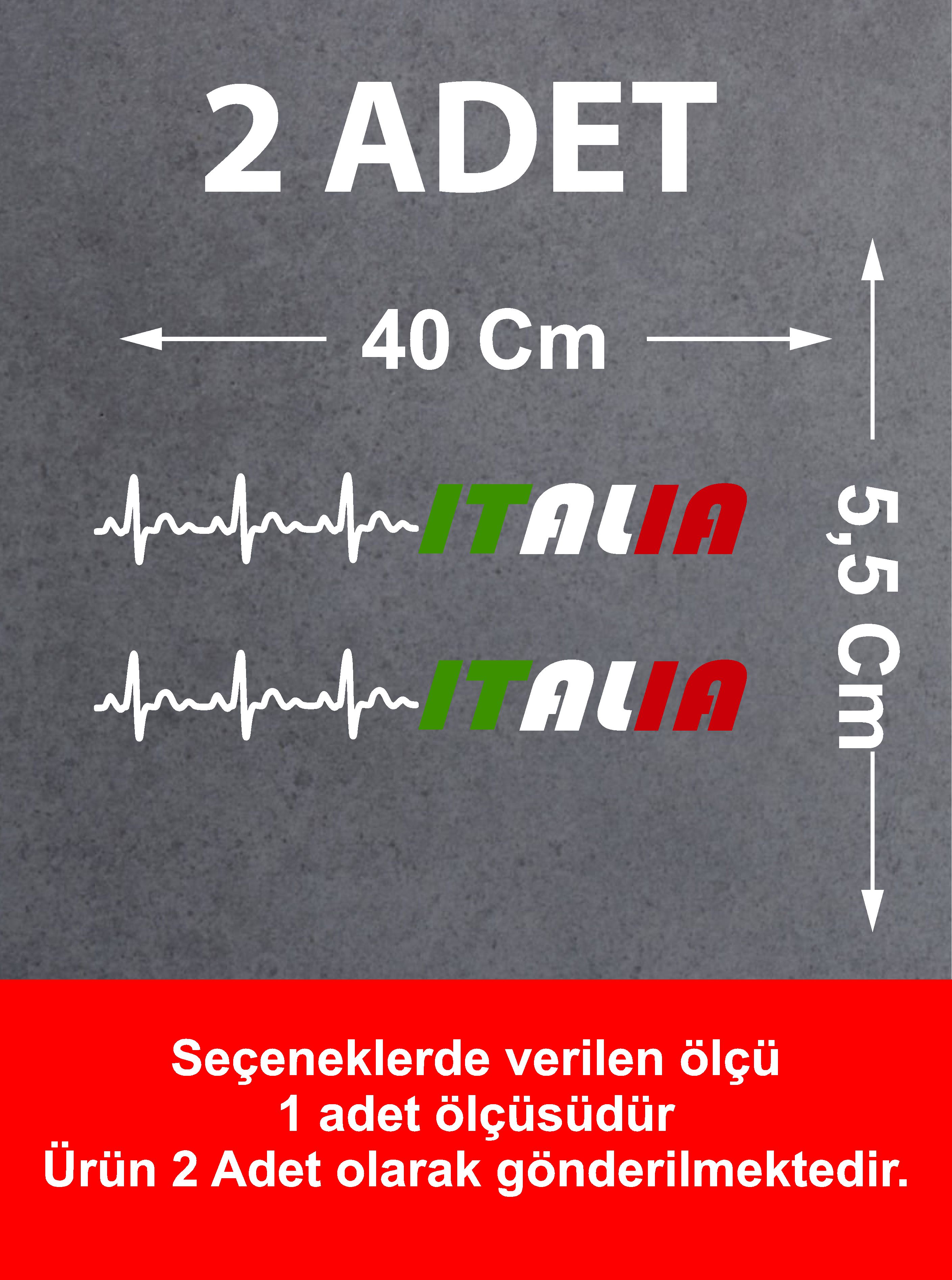 Kalp Ri̇ti̇mli̇ Italy Yazı Sti̇cker - Araba Oto Motosi̇klet Cam Sti̇cker - 00078 15 Cm 