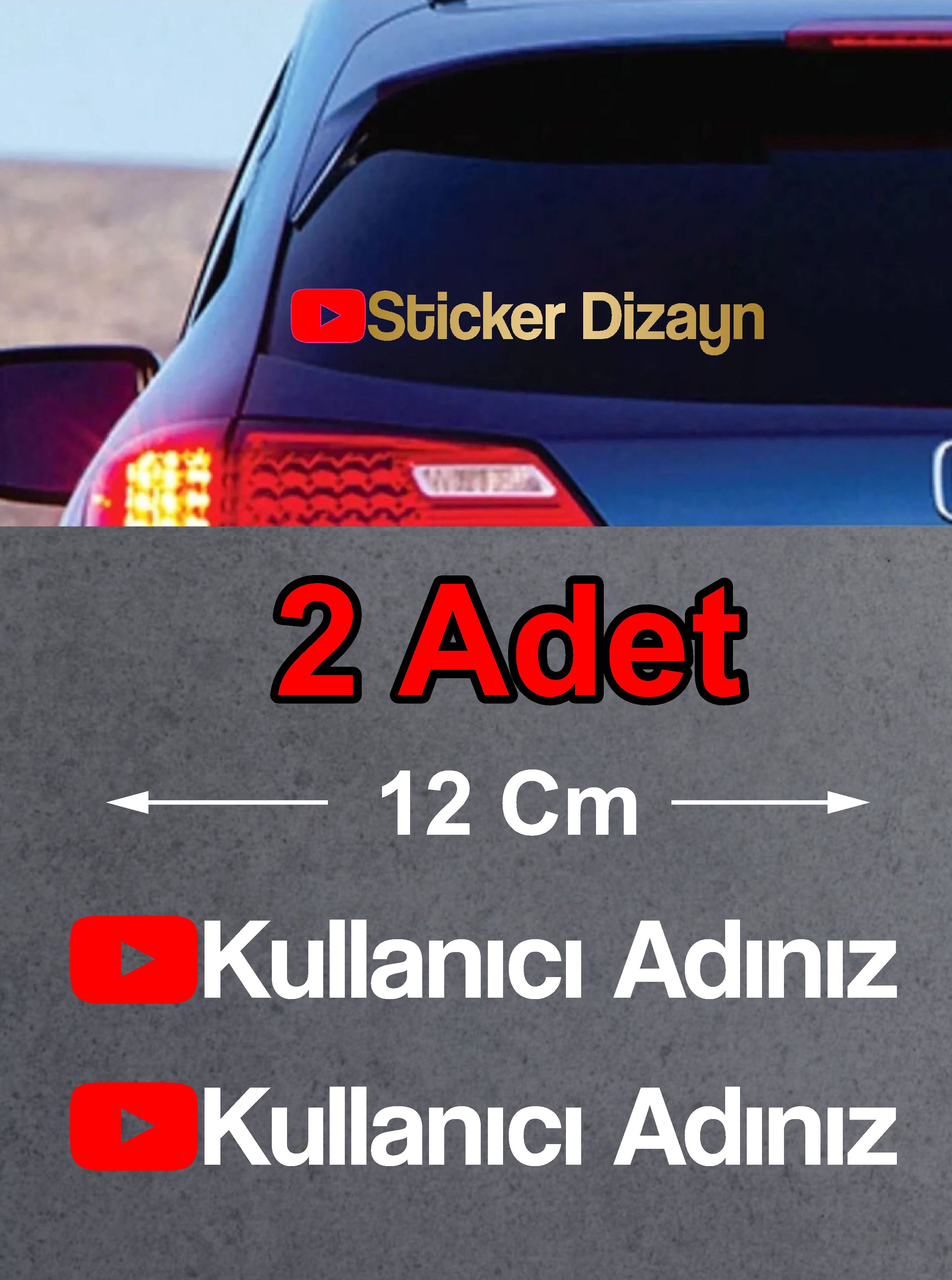 Ki̇şi̇ye Özel Youtube 2 Adet Sti̇cker - Araba Oto Motosi̇klet Karavan Sti̇cker Eti̇ket 00307 15 Cm 