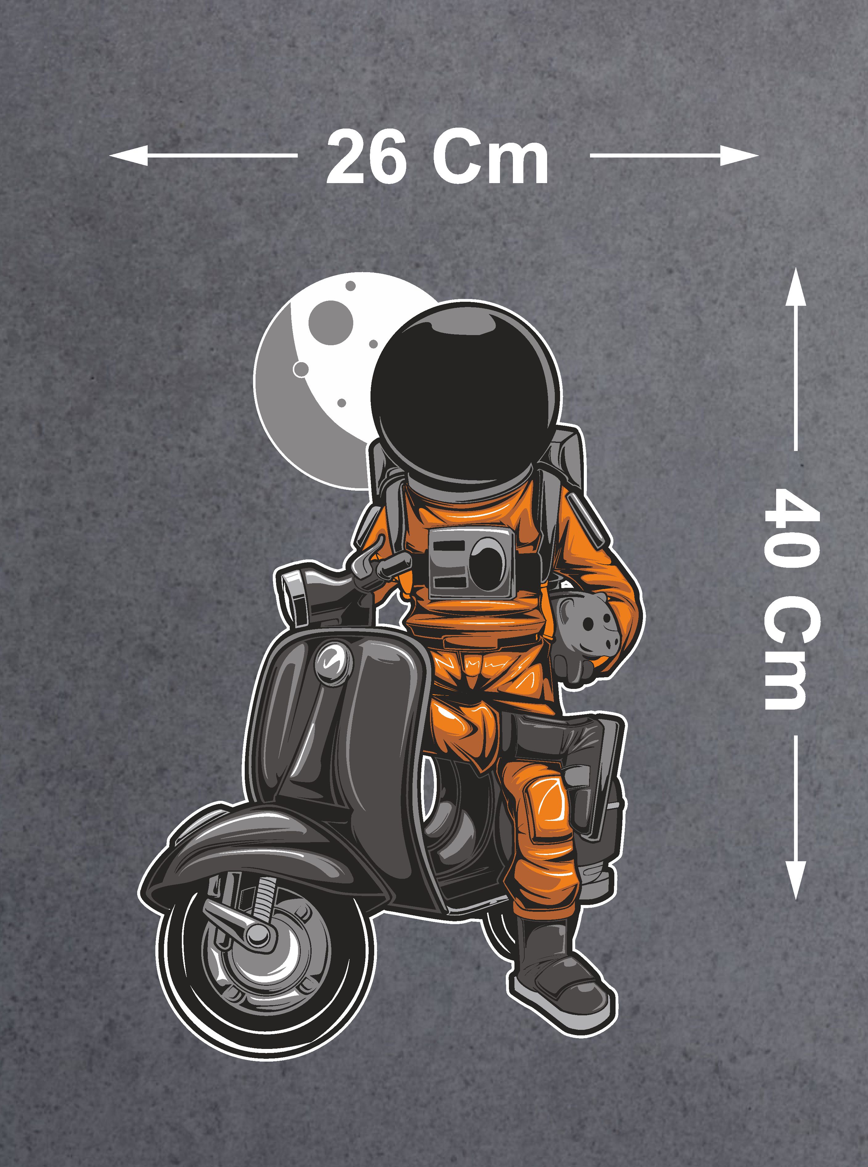Astronot Uzay Sti̇cker - Araba Oto Motosi̇klet Cam Sti̇cker - 00056 12X8 Cm 